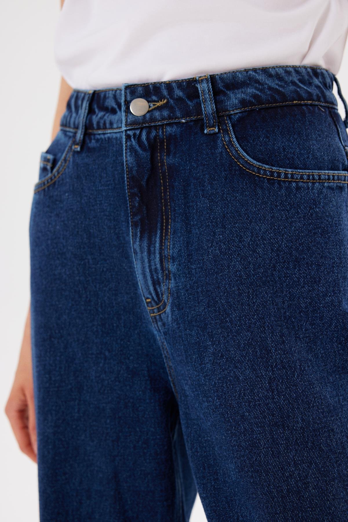 BOL PAÇA DENIM KOT PANTOLON KOYU LACİVERT