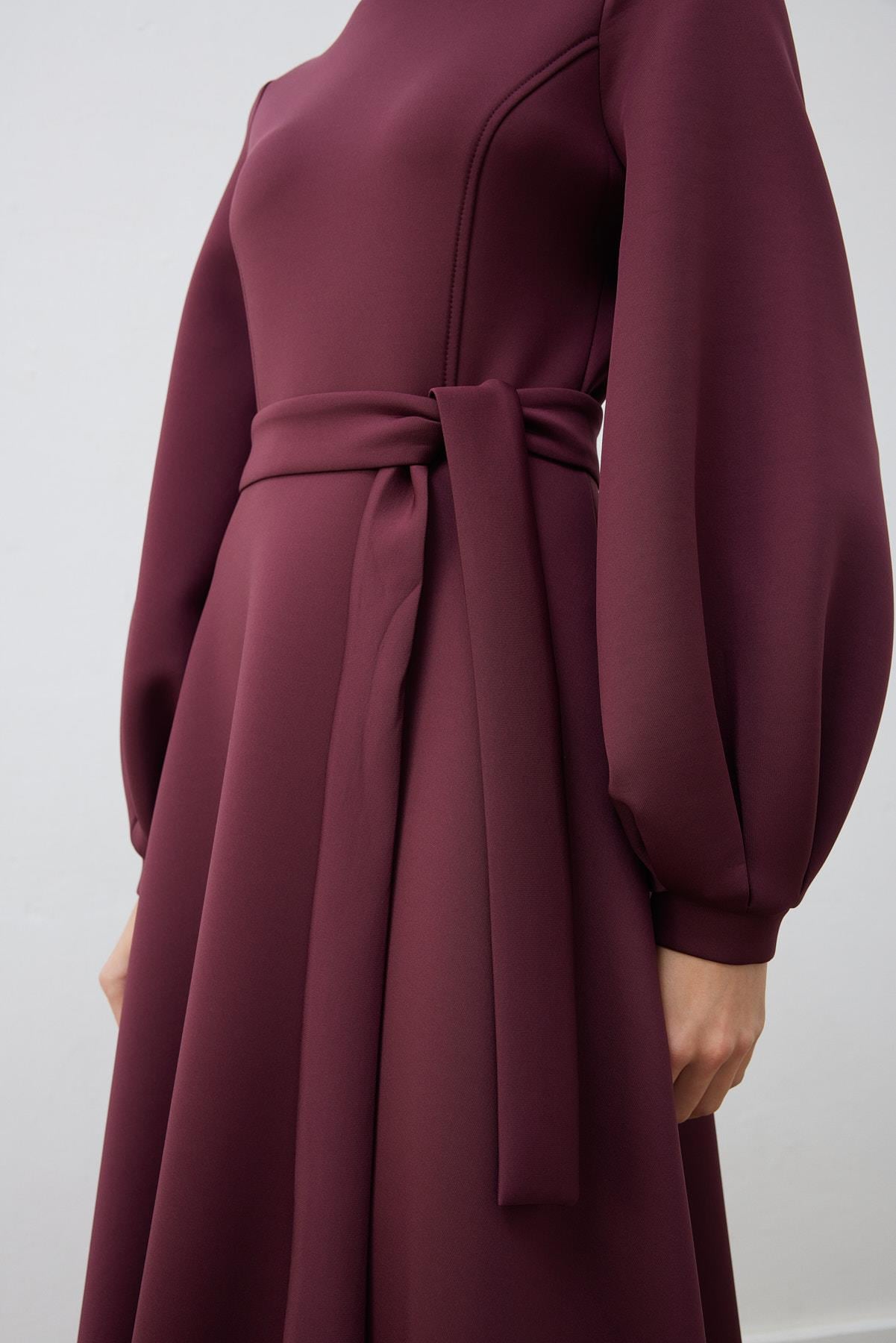 CAROL SCUBA PUF ELBİSE BORDO