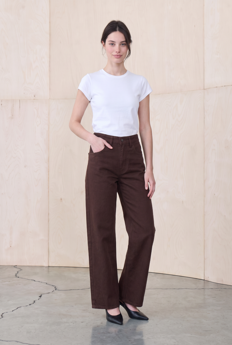 CLARA LOOSE FIT DENIM PANTS BROWN