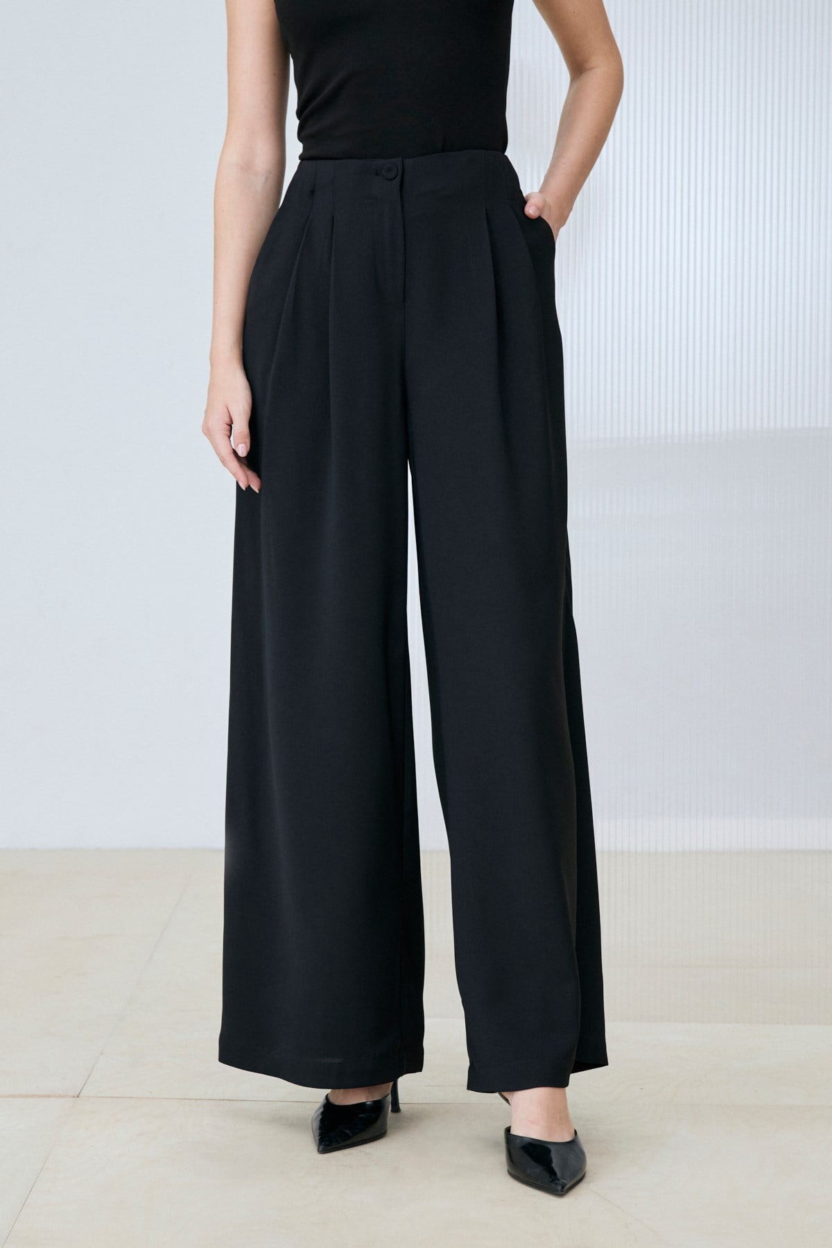 CLARA PALAZZO PANTOLON SİYAH