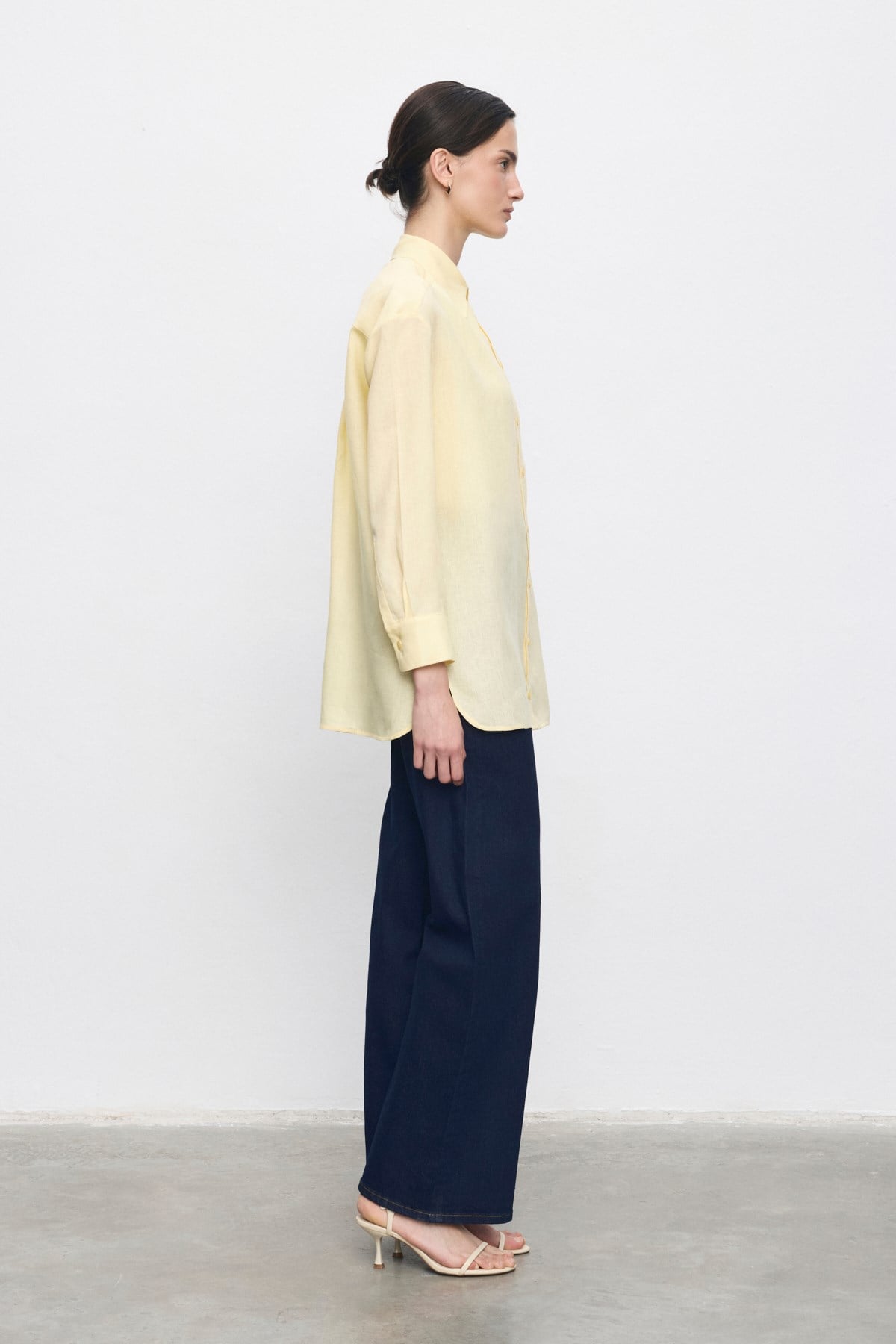 COLOR %100 LINEN SHIRT YELLOW