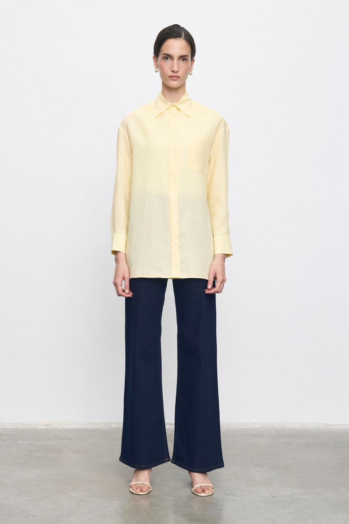 COLOR %100 LINEN SHIRT YELLOW