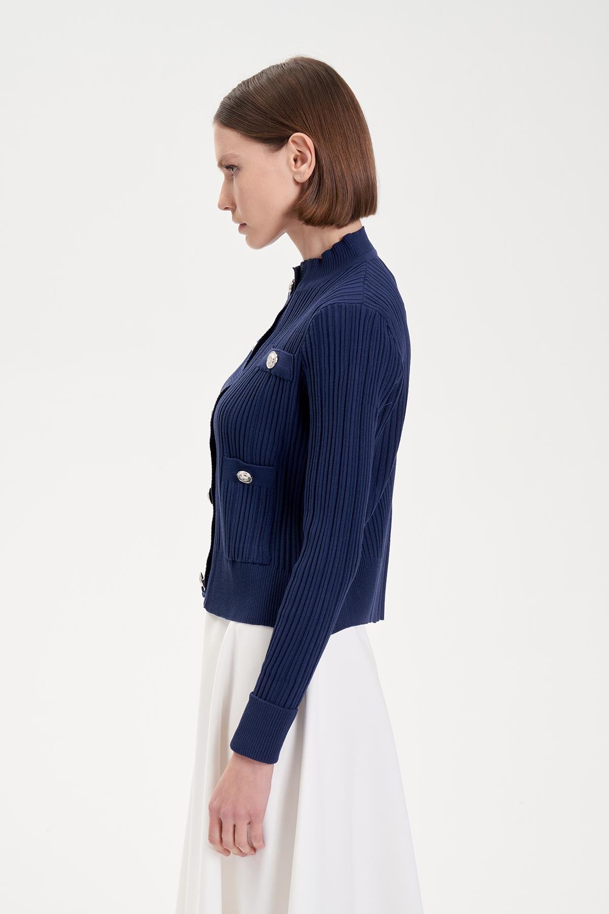 DIVA BUTTONED KNITWEAR CARDIGAN NAVY BLUE