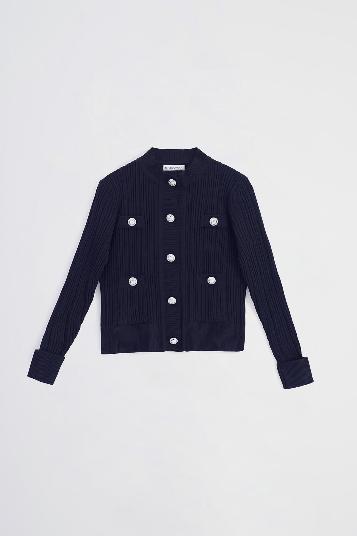 DIVA BUTTONED KNITWEAR CARDIGAN NAVY BLUE