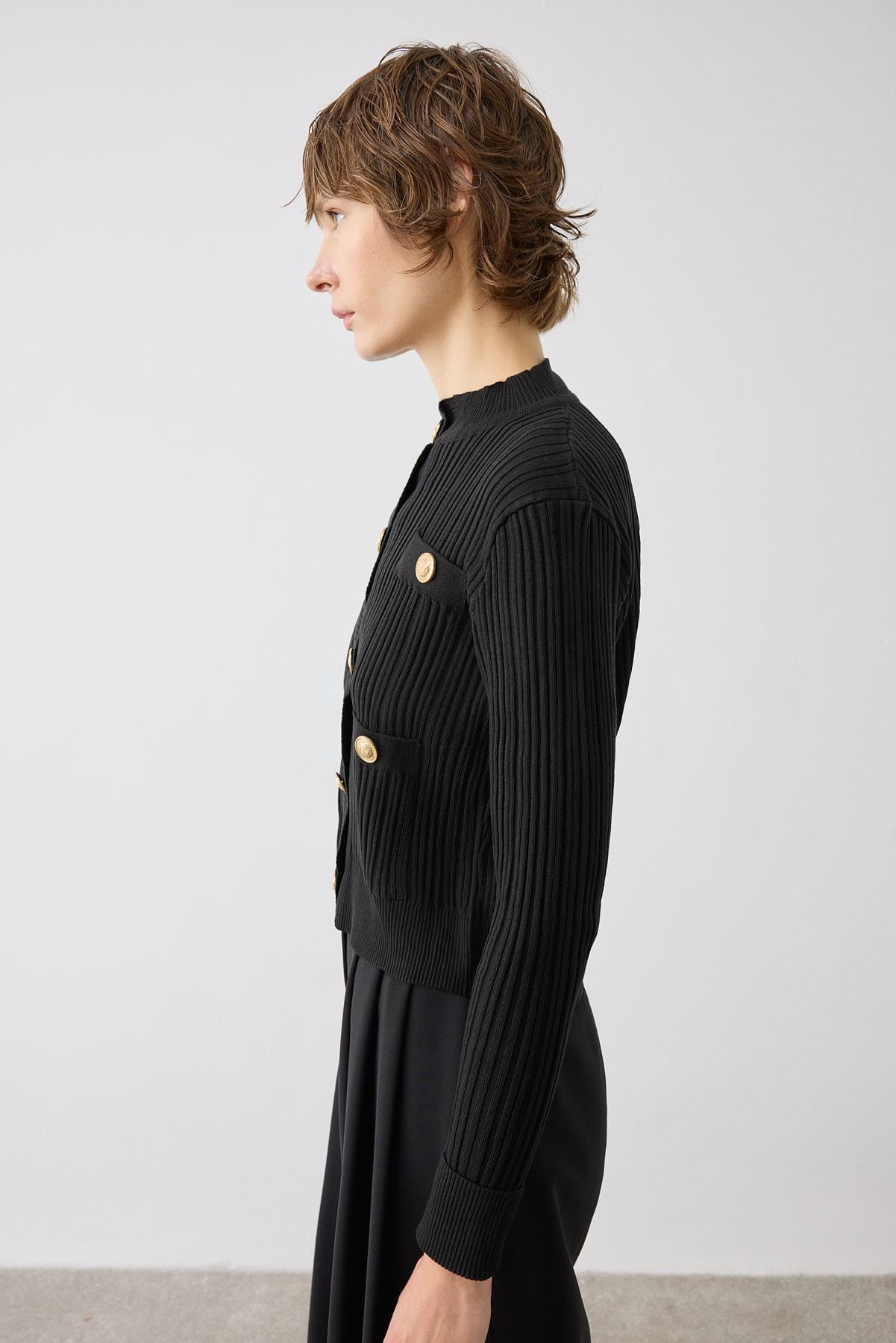 DIVA BUTTONED KNITWEAR CARDIGAN BLACK