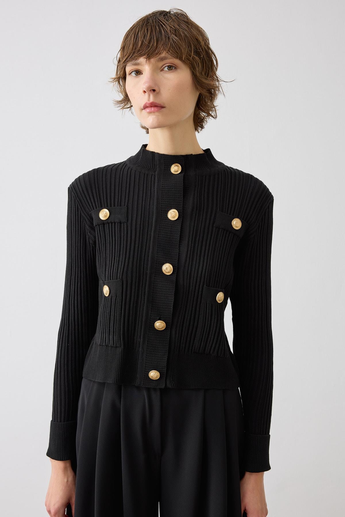 DIVA BUTTONED KNITWEAR CARDIGAN BLACK
