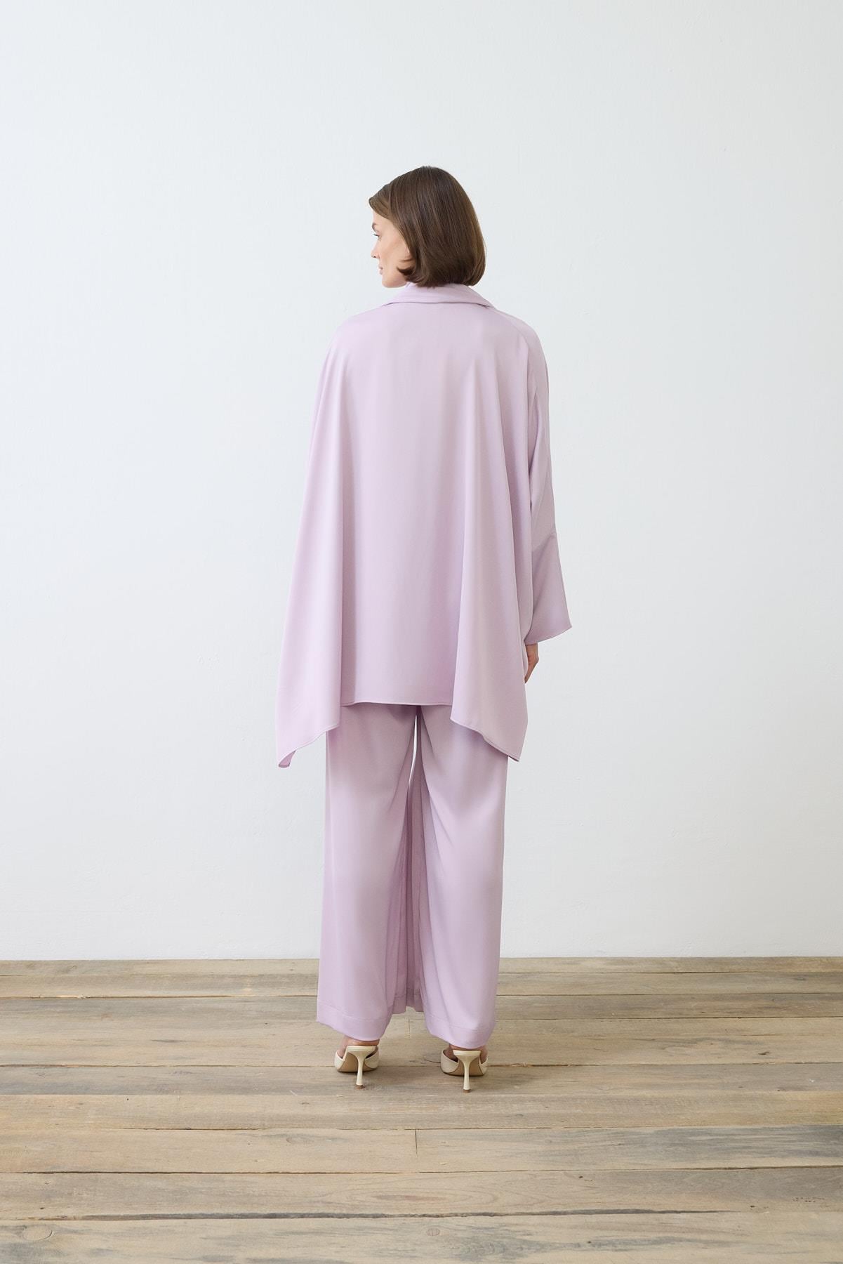 ELENA SATEN PANTOLONLU TAKIM LİLA