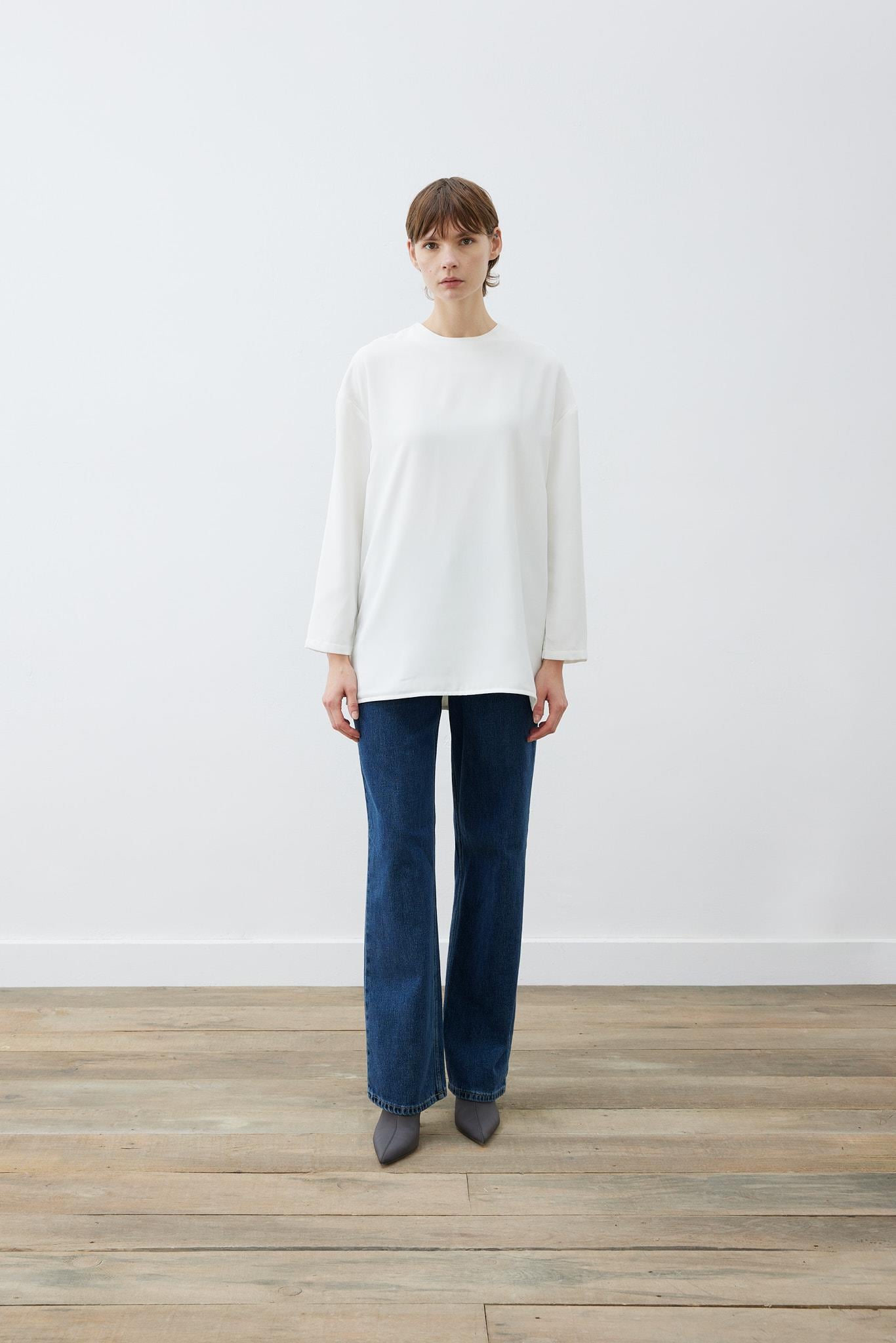 EVA KREP BASIC BLUZ BEYAZ