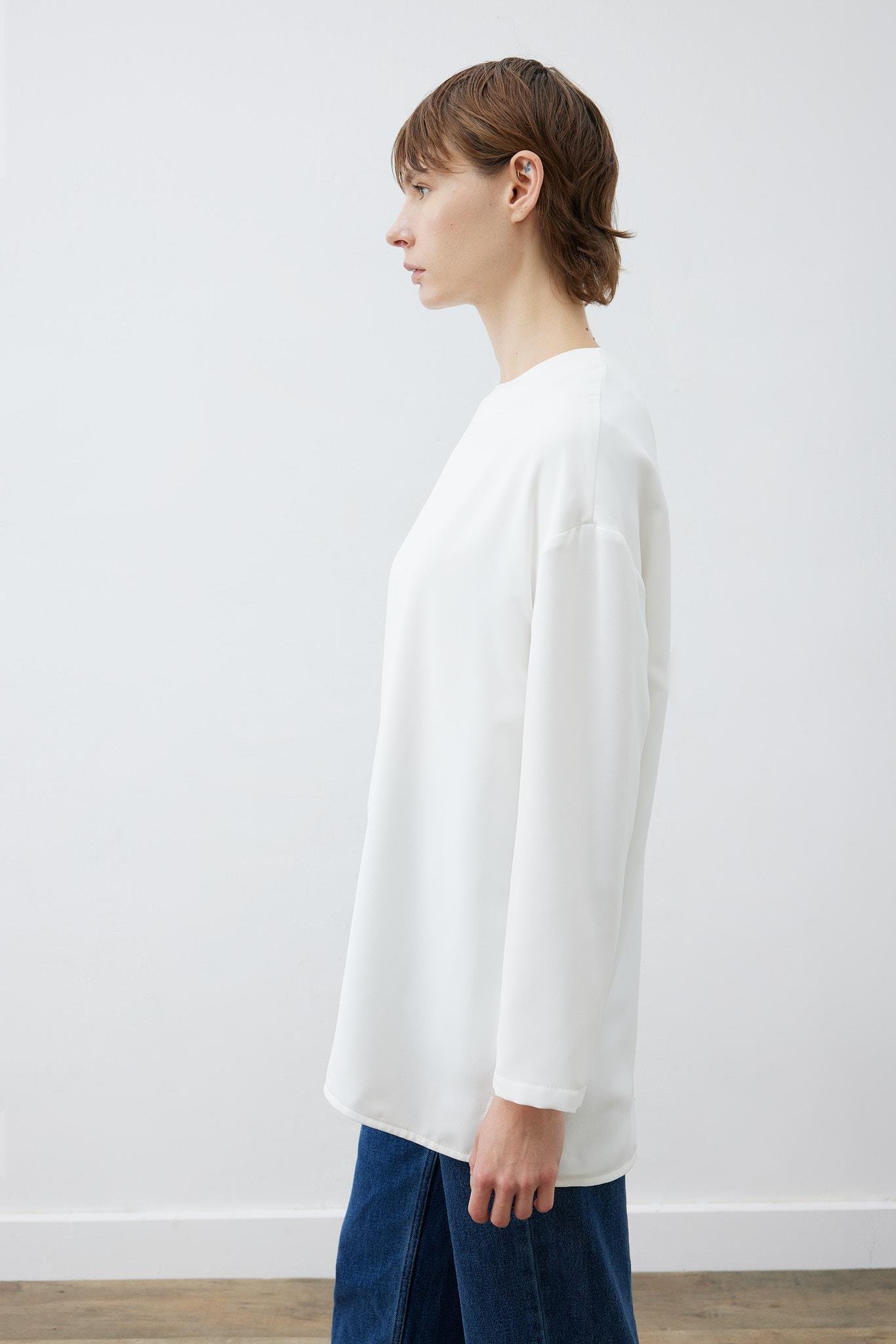 EVA KREP BASIC BLUZ BEYAZ