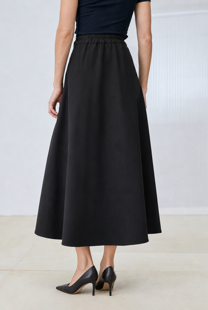 FLAM GABARDINE FLARED SKIRT BLACK