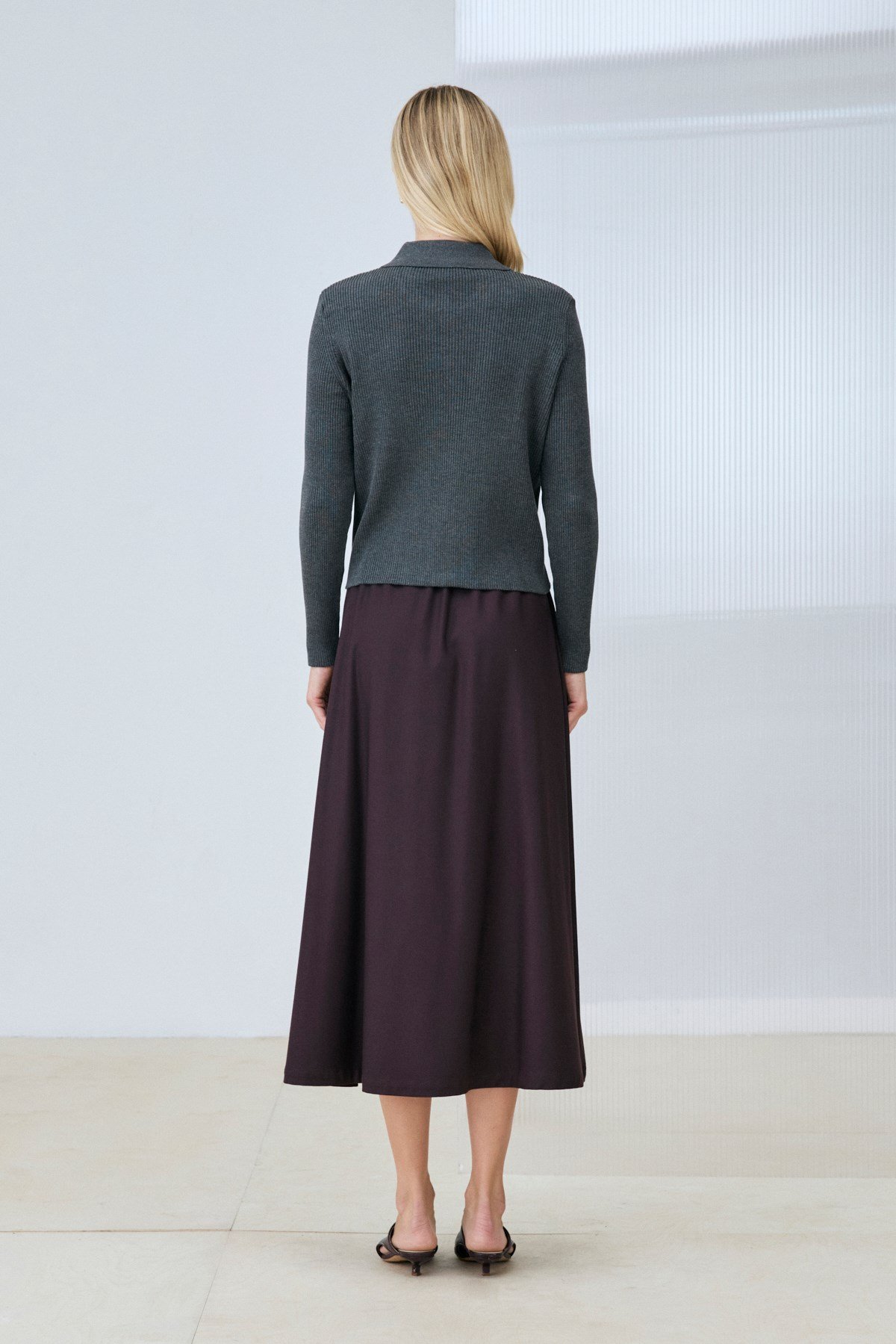GOLD COTTON KNIT CARDIGAN GRAY