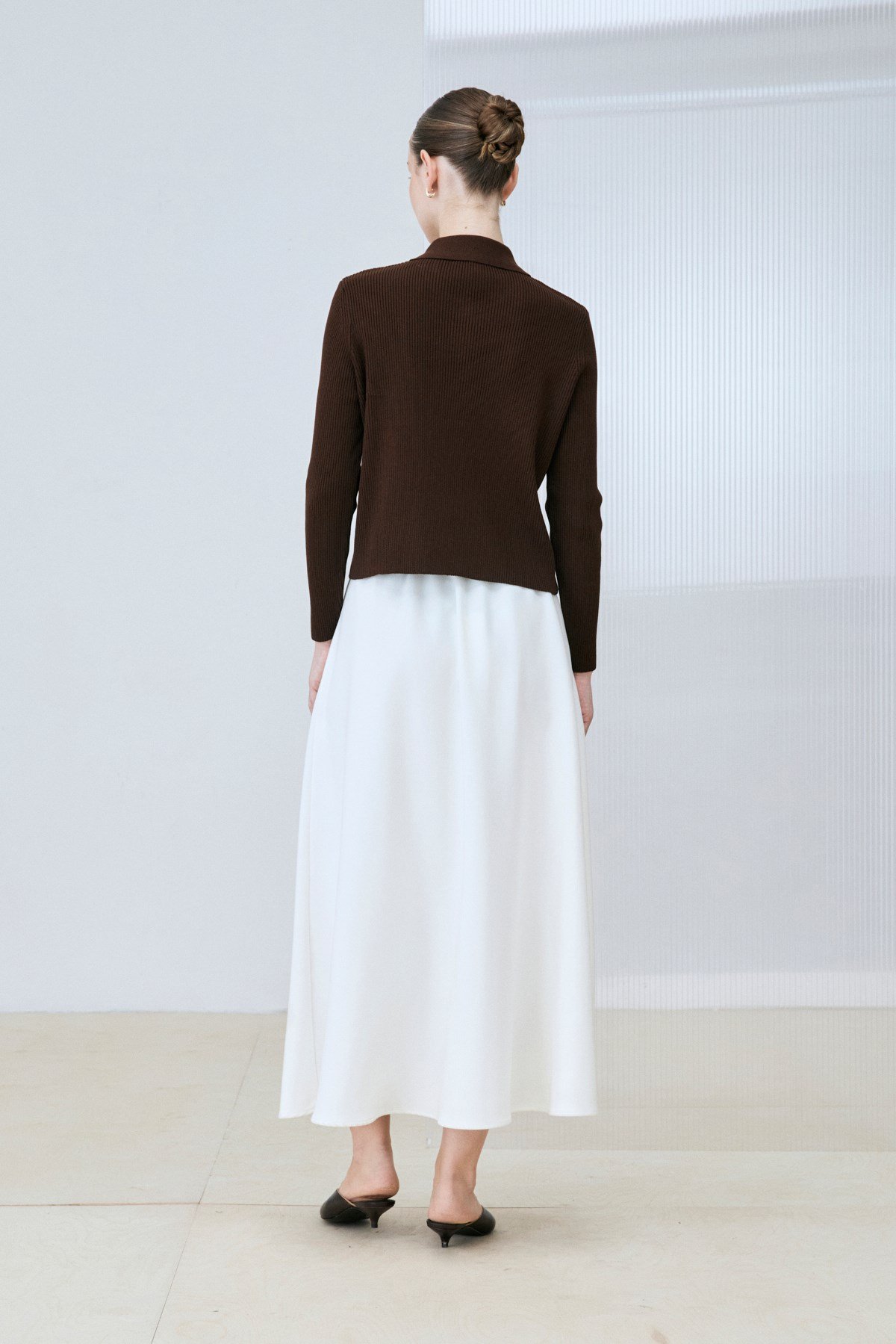 GOLD COTTON KNIT CARDIGAN BROWN