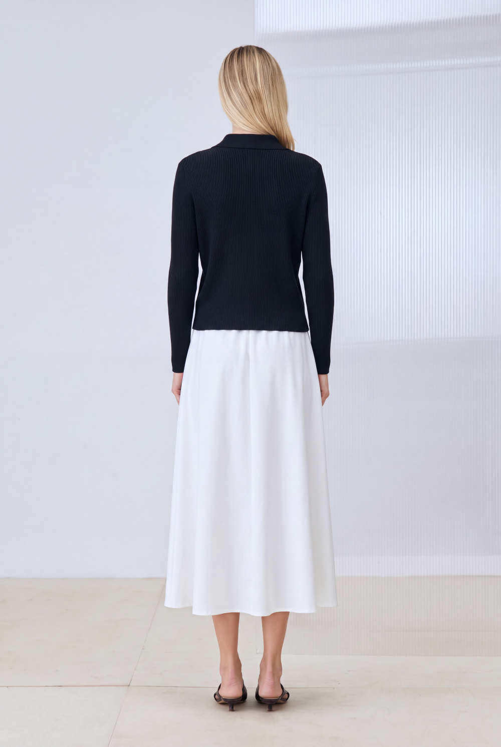 GOLD COTTON KNIT CARDIGAN BLACK