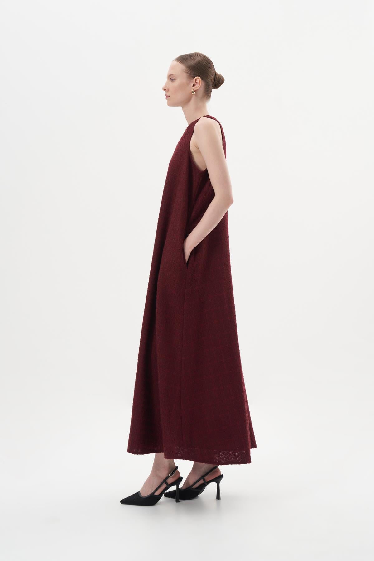 KOLSUZ TUVİT ELBİSE BORDO
