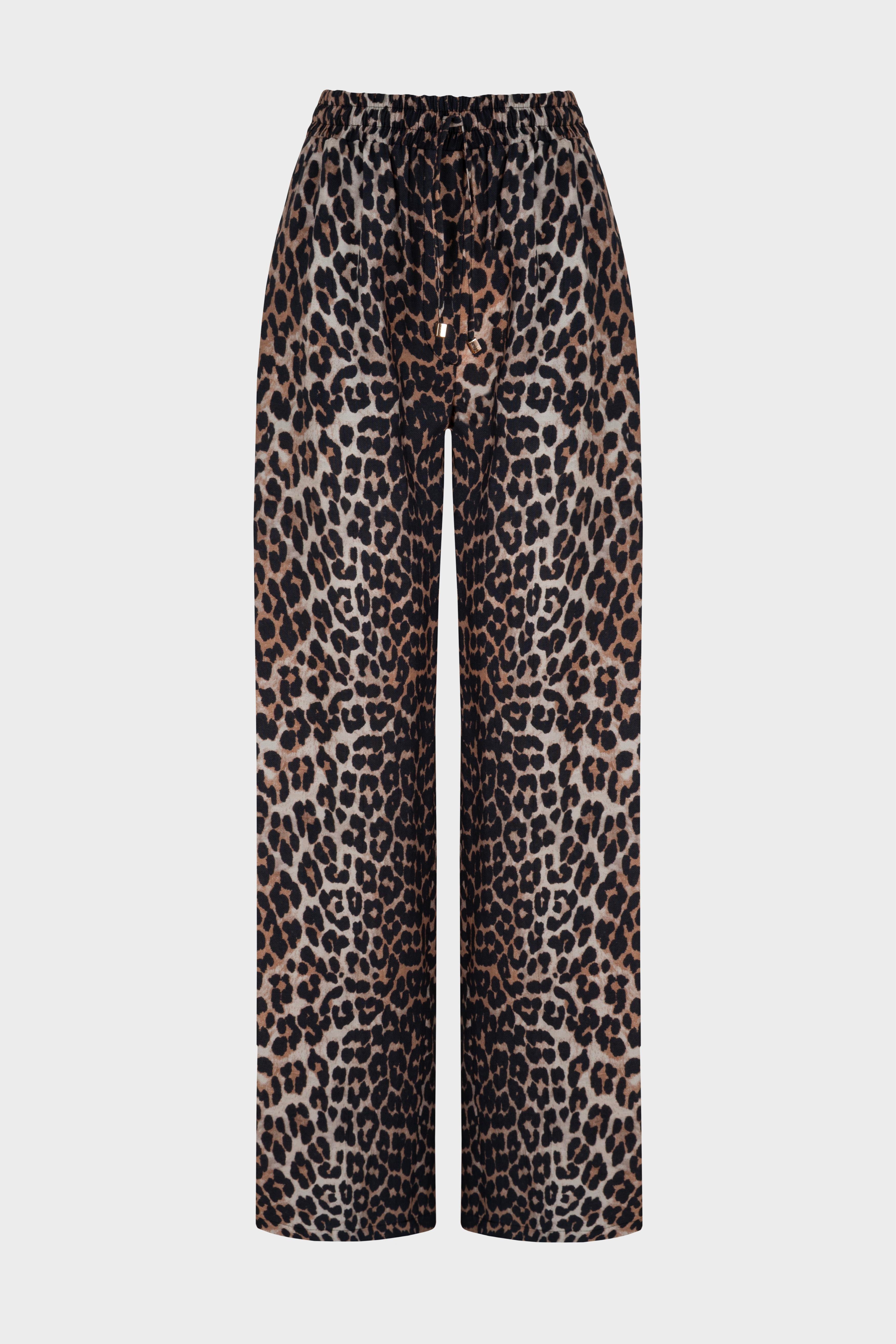 LEOPAR DESEN CEPLİ PANTOLONLU TAKIM KAHVE