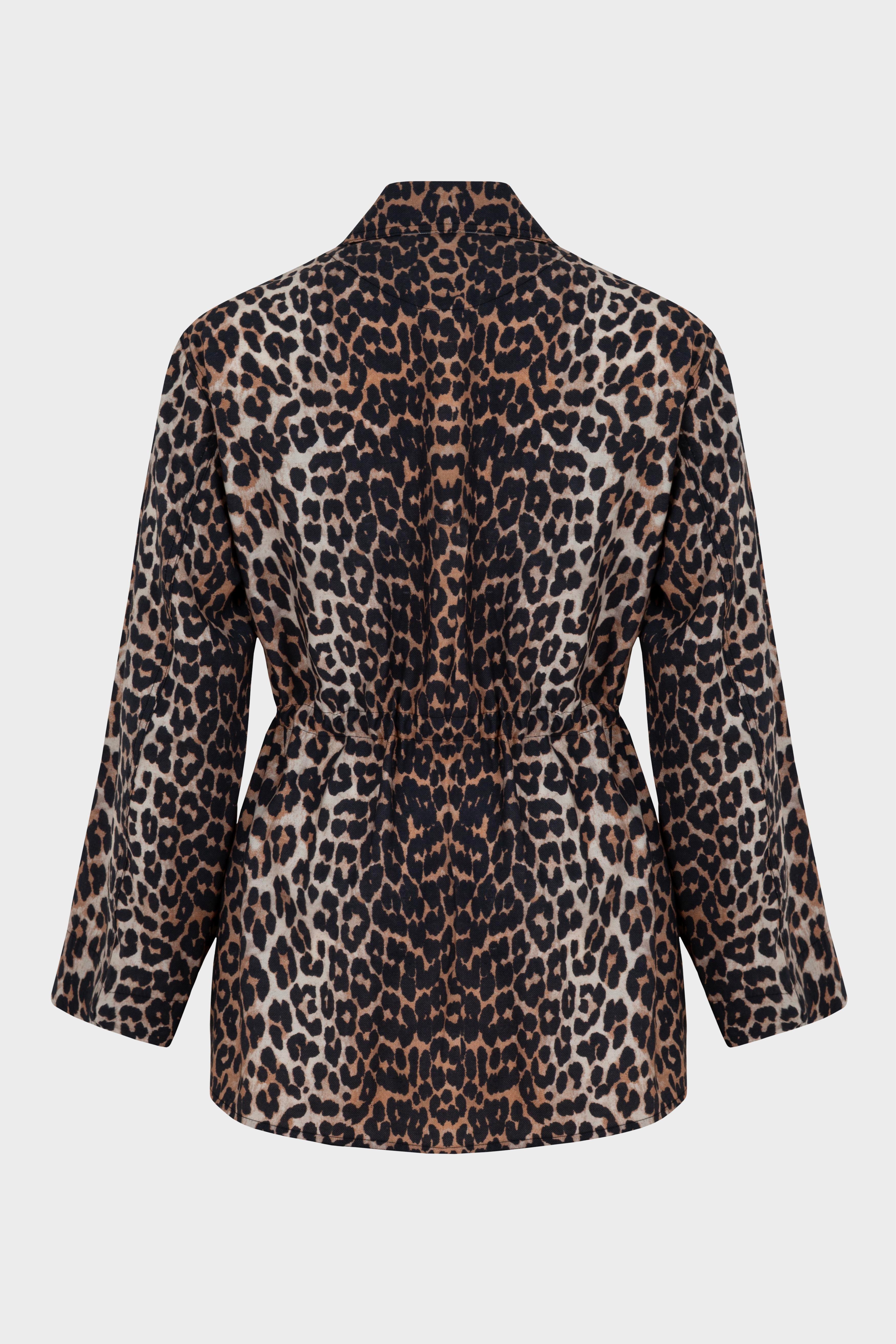 LEOPAR DESEN CEPLİ PANTOLONLU TAKIM KAHVE