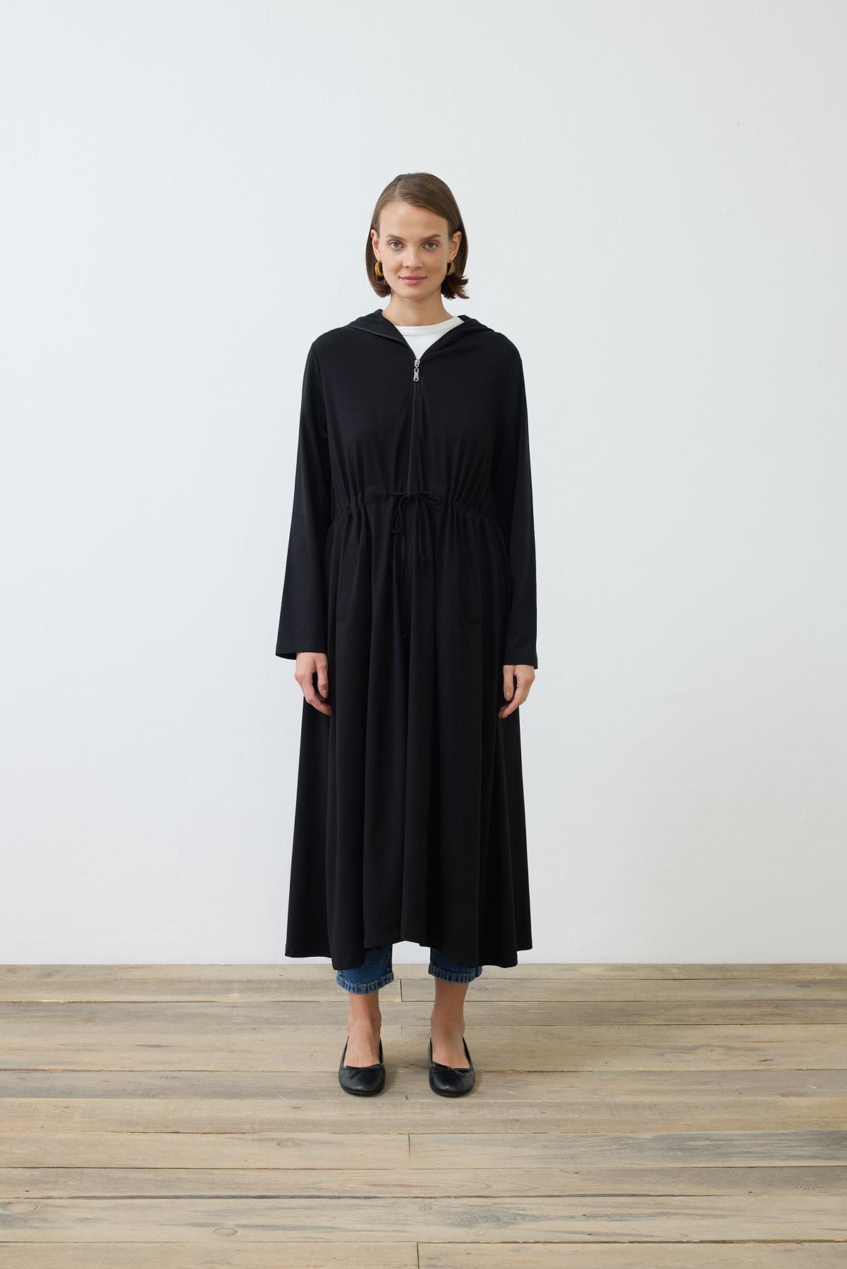 LİARA COMBED FULL LENGTH CAPE BLACK