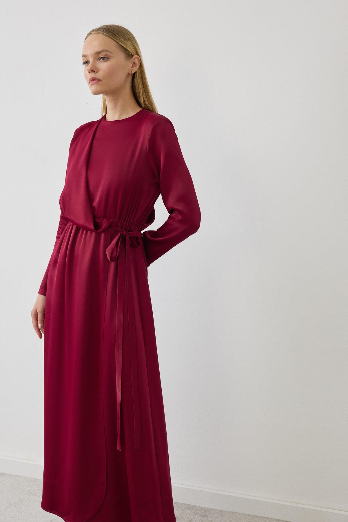 LUCCA BAĞLAMALI ELBİSE BORDO