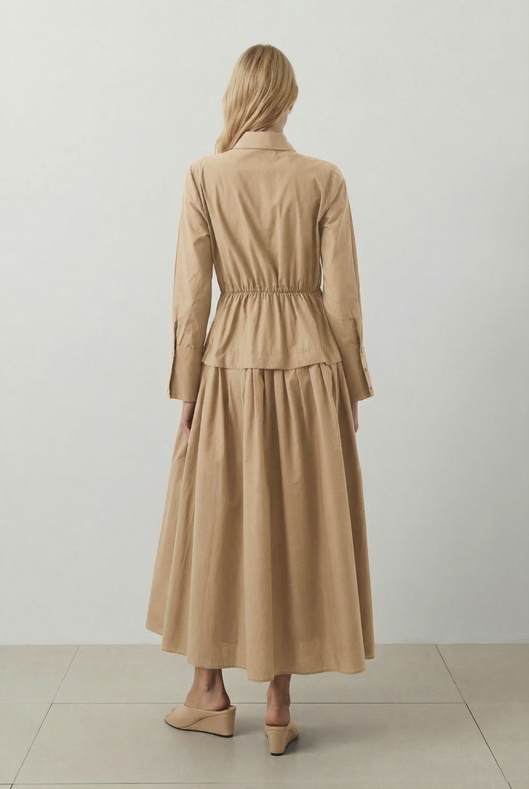 MARTE KORSAJ DETAYLI KOTON ELBİSE CAMEL