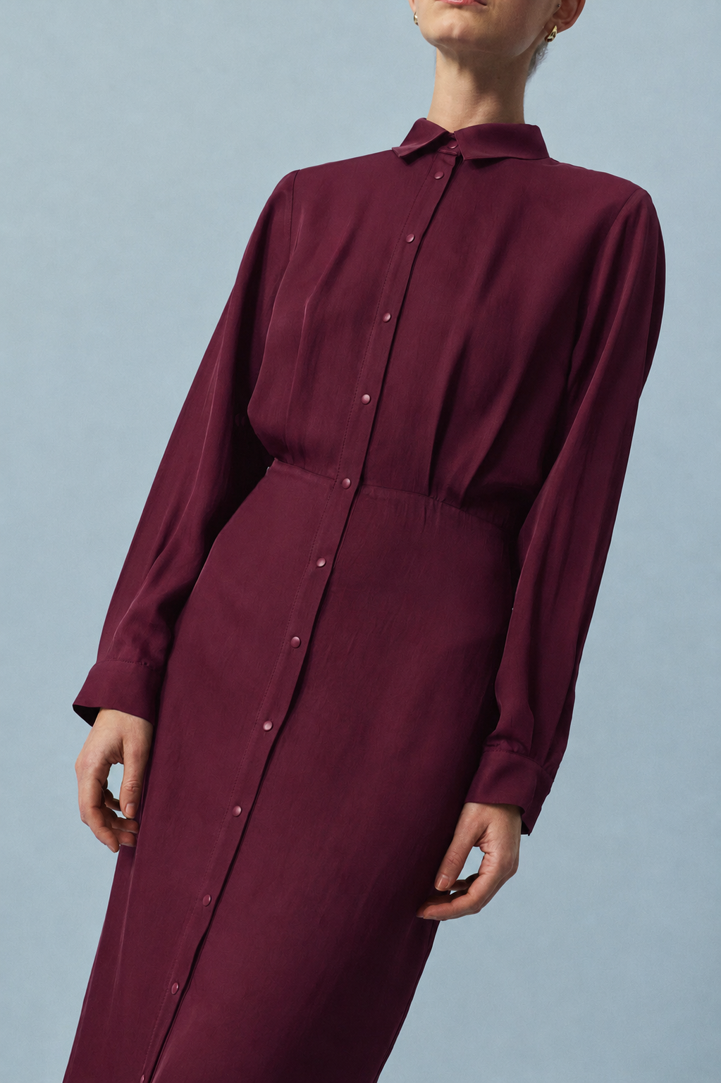 MAX ASETAT ALERLİ ELBİSE BORDO