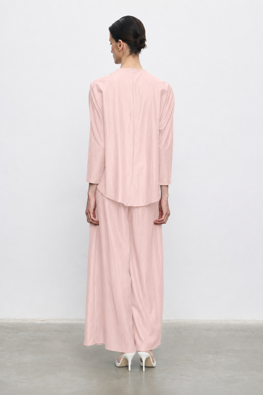 MELİNE RAYON VİSKON PANTOLONLU TAKIM PUDRA