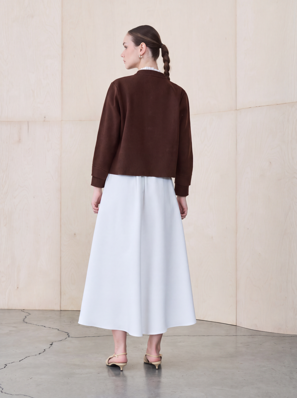 MEVA SHIRT COLLAR KNIT CARDIGAN BROWN
