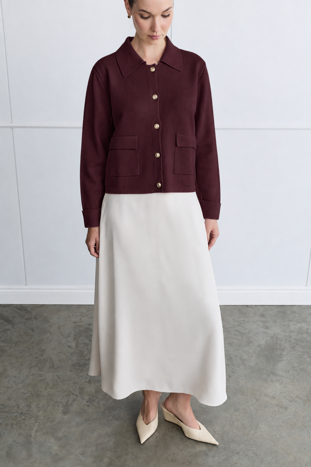 MIORI GRESA VISCOSE KNITWEAR CARDIGAN BURGUNDY
