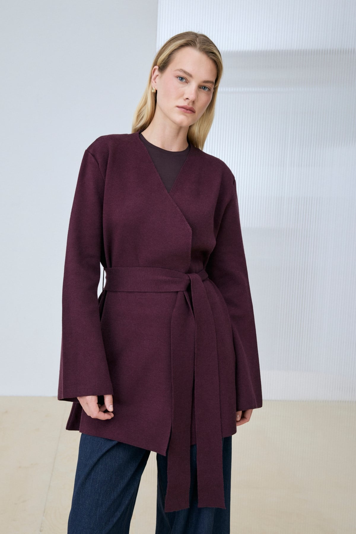 MONA VİSKON TRİKO HIRKA BORDO