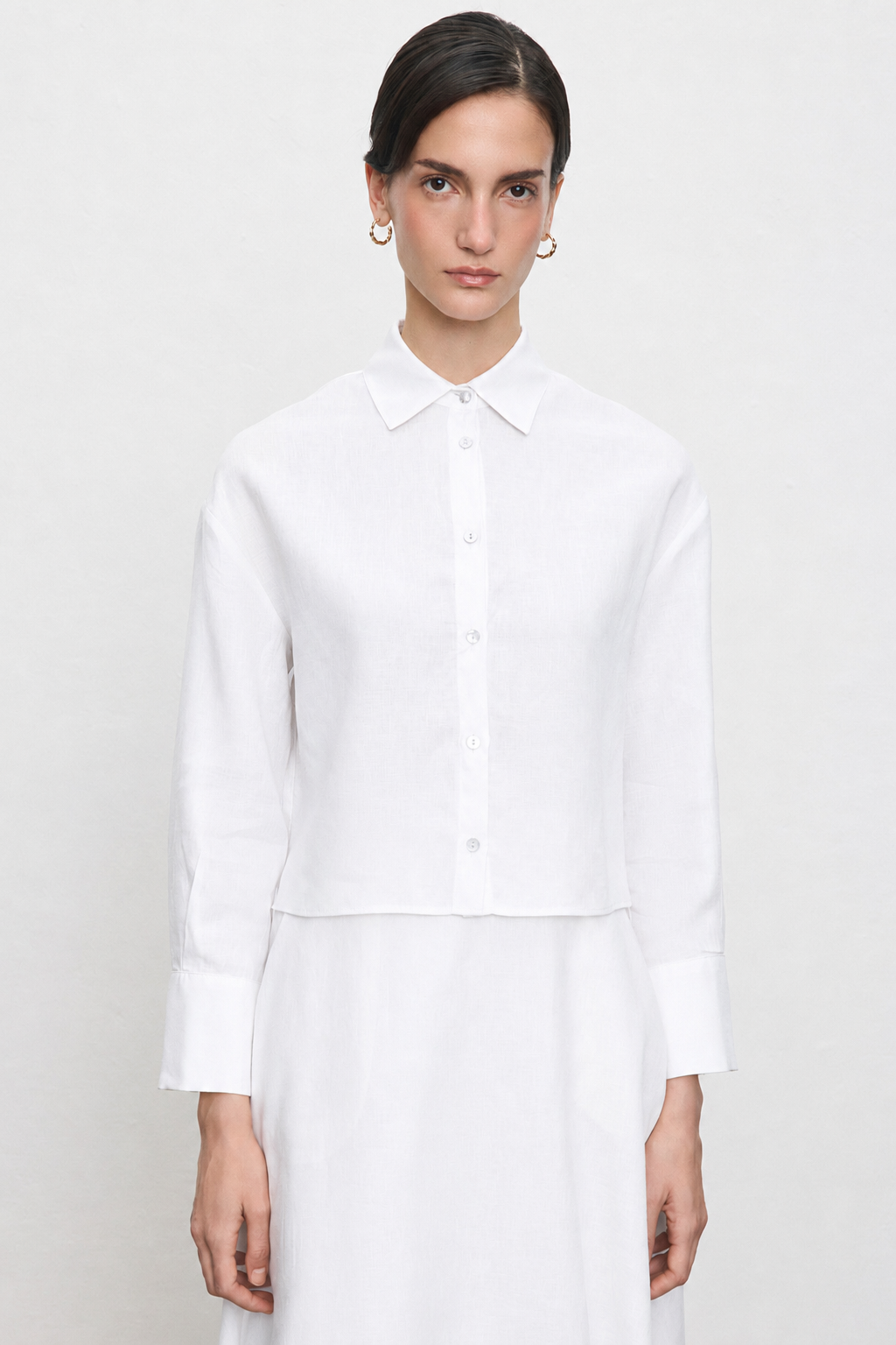 NATURAL %100 LINEN SKIRT SET WHITE
