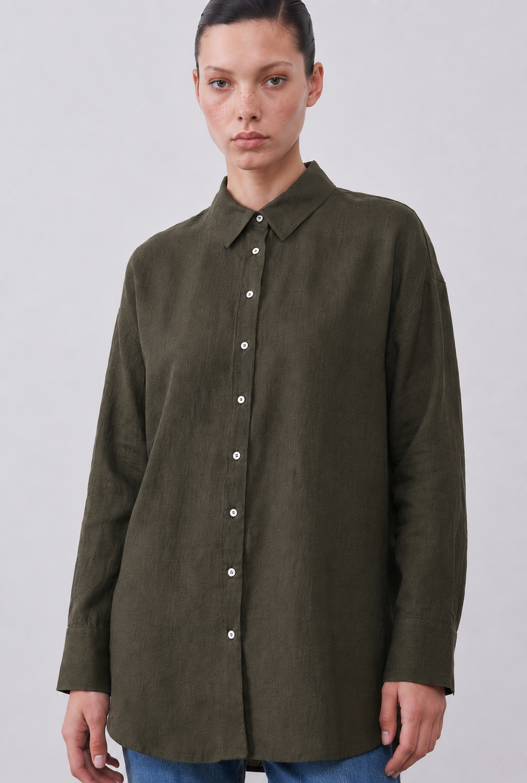 NATURAL %100 LINEN SHIRT KHAKI