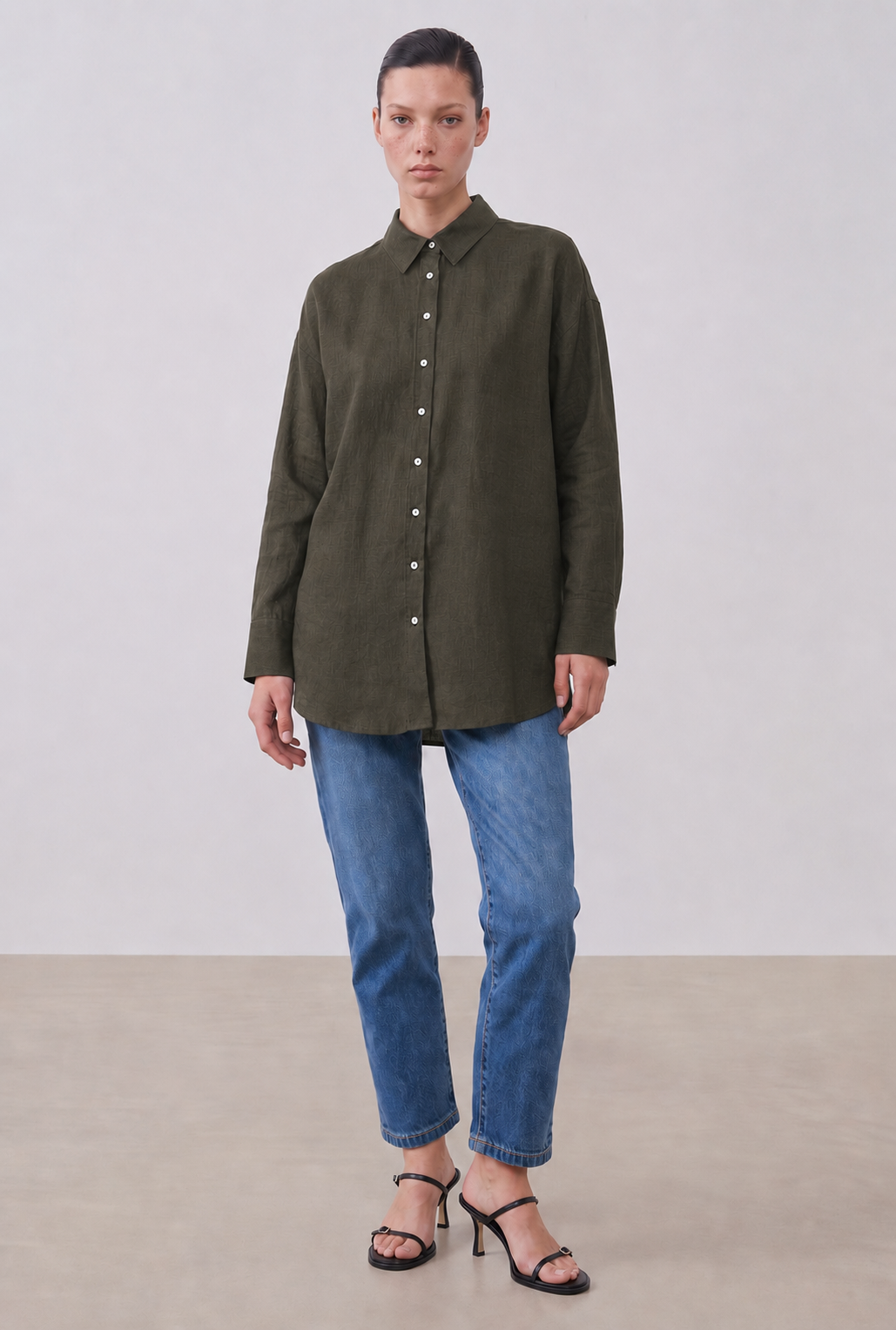 NATURAL %100 LINEN SHIRT KHAKI
