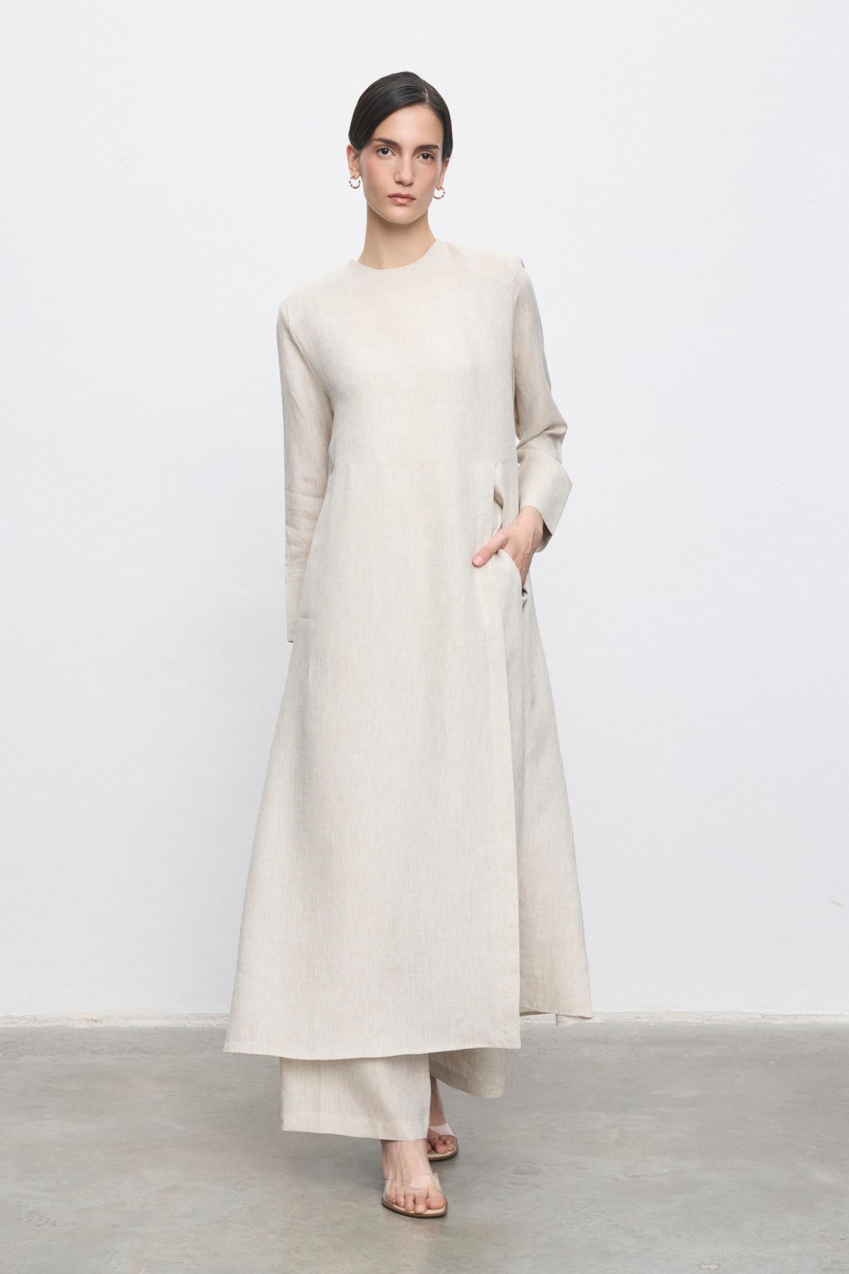 NİLA %100 KETEN PANTOLONLU TAKIM NATURAL