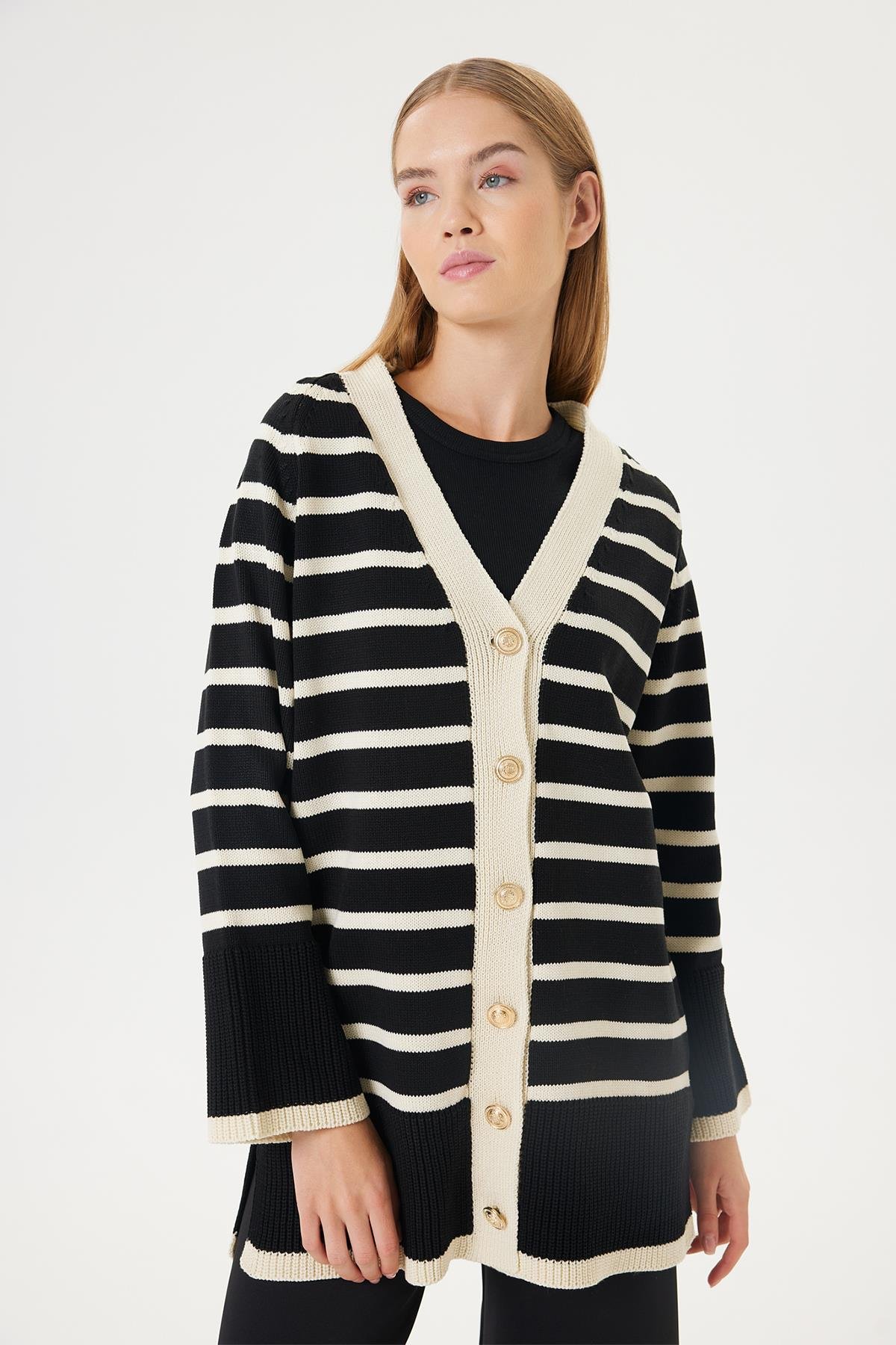 OVER KNITWEAR CARDIGAN BLACK-STONE