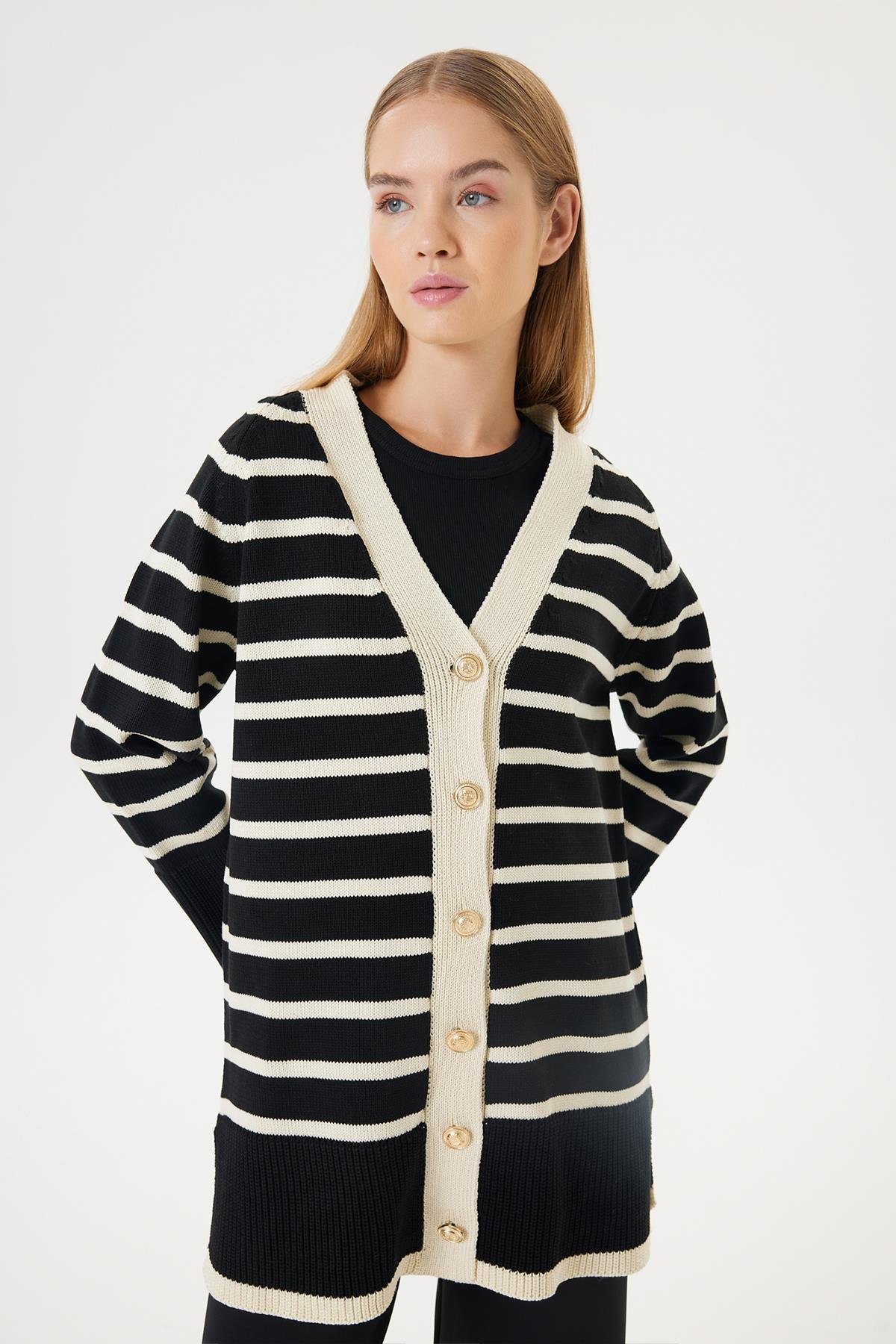 OVER KNITWEAR CARDIGAN BLACK-STONE