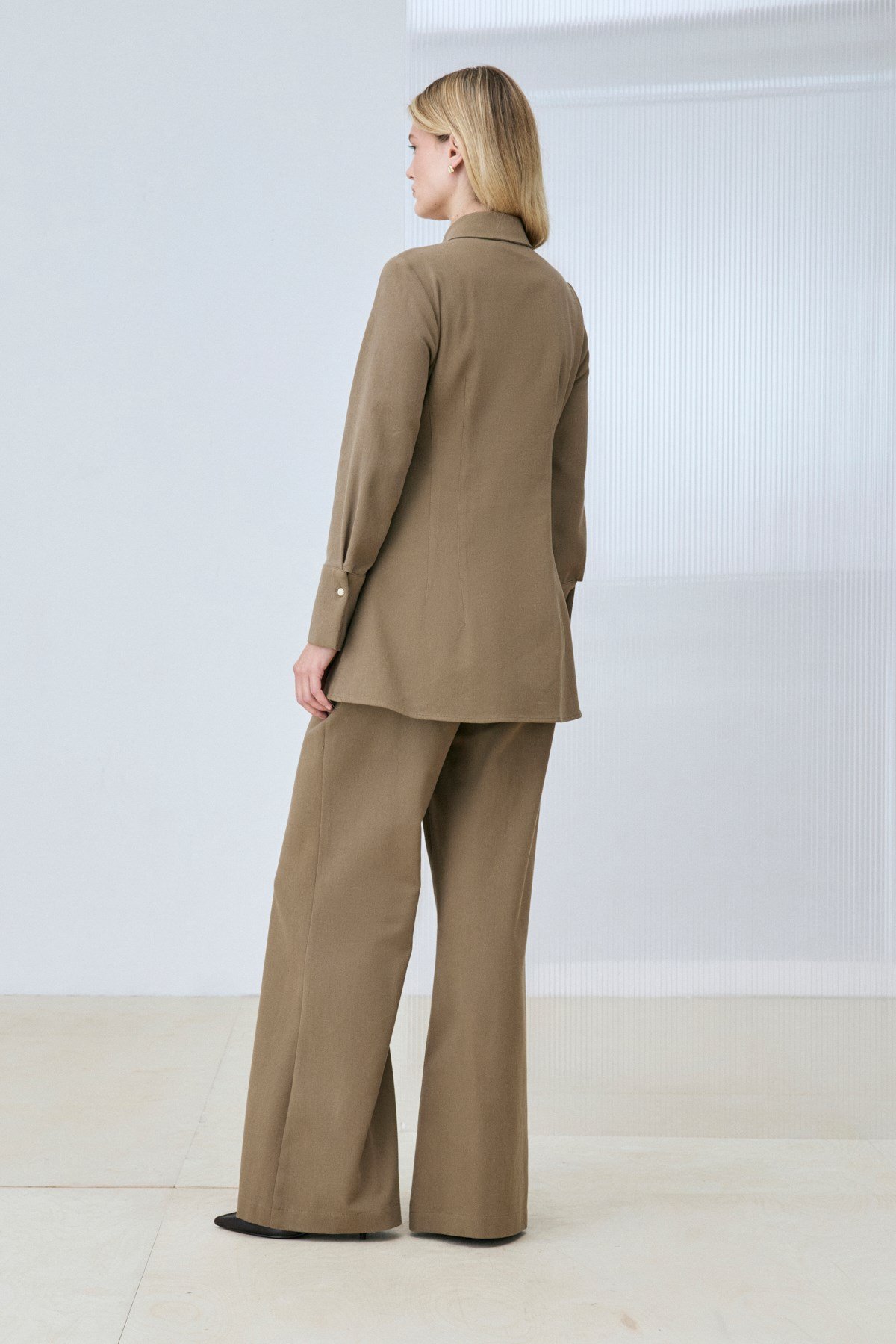 PEPLUM GABARDİN PANTOLON TAKIM HAKİ