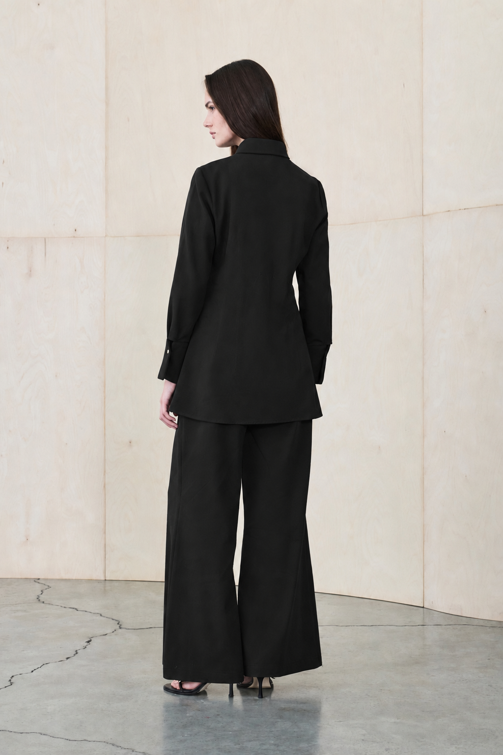 PEPLUM GABARDİN PANTOLON TAKIM SİYAH