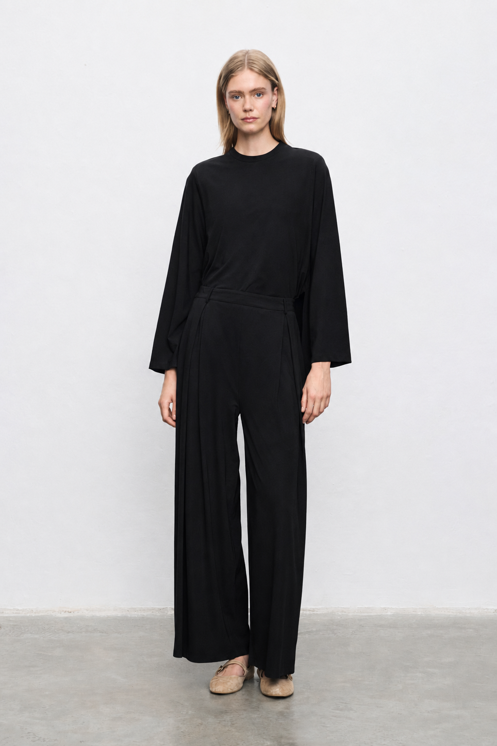 PEYLY RAYON VİSKON PANTOLONLU TAKIM SİYAH