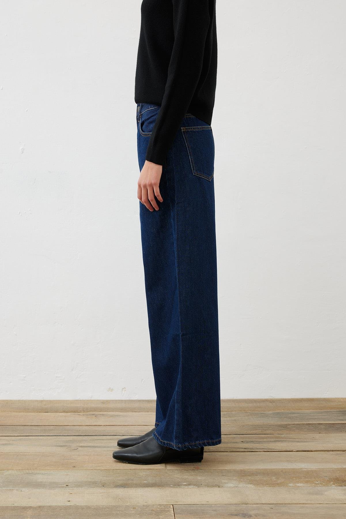 PREMIUM SELECTION GENİŞ PAÇA KOT PANTOLON LACİVERT