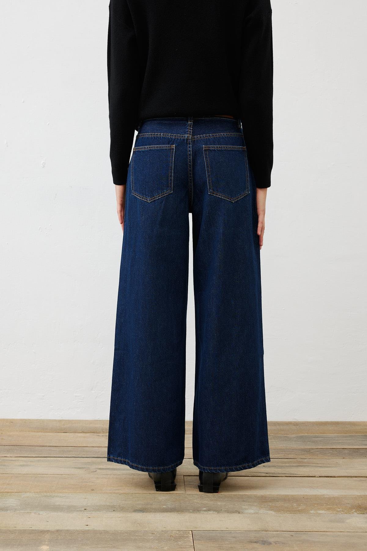 PREMIUM SELECTION GENİŞ PAÇA KOT PANTOLON LACİVERT