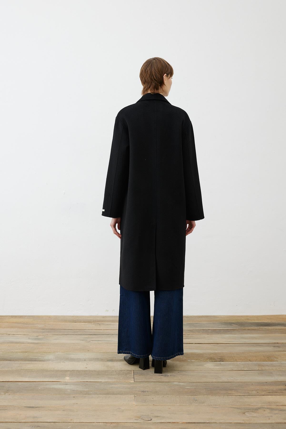 PREMIUM SELECTION YÜN KAŞMİR DÜĞMELİ KABAN SİYAH