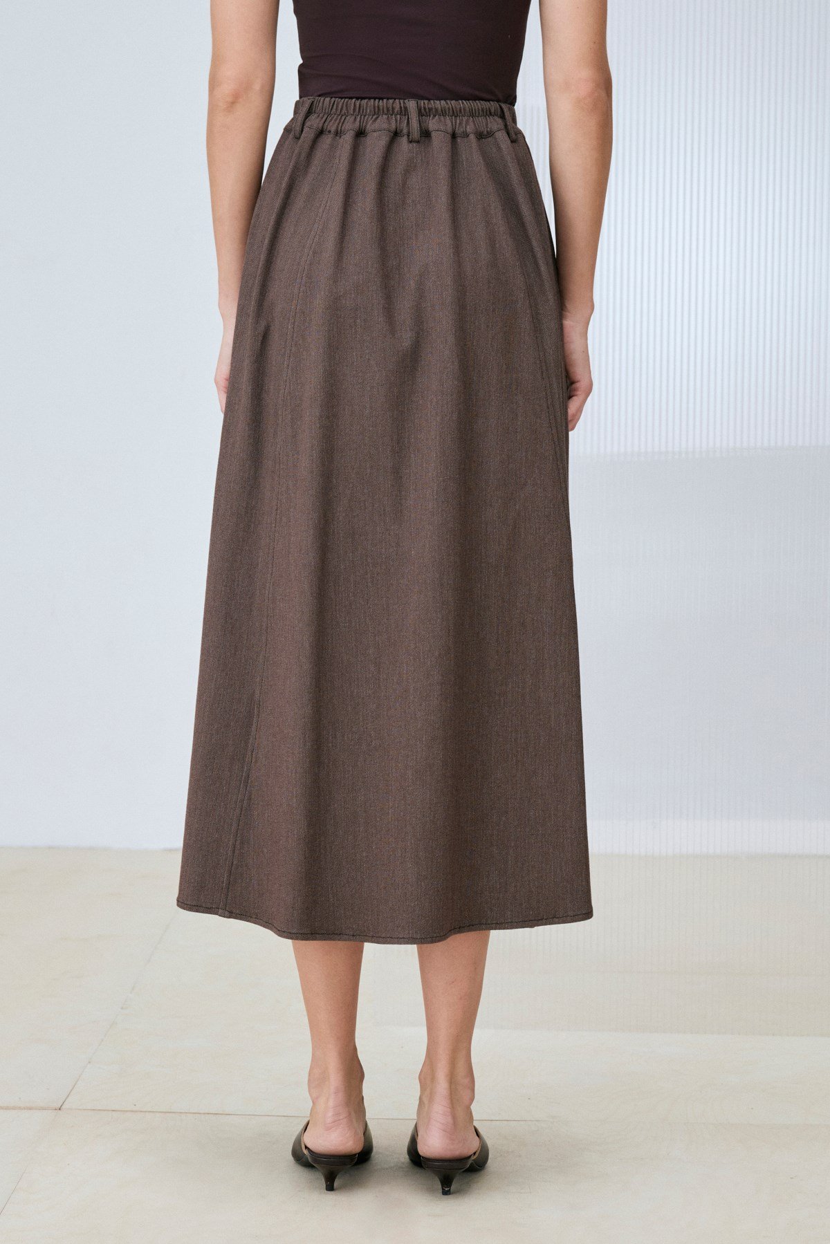 RAYON DENİM ETEK KAHVE