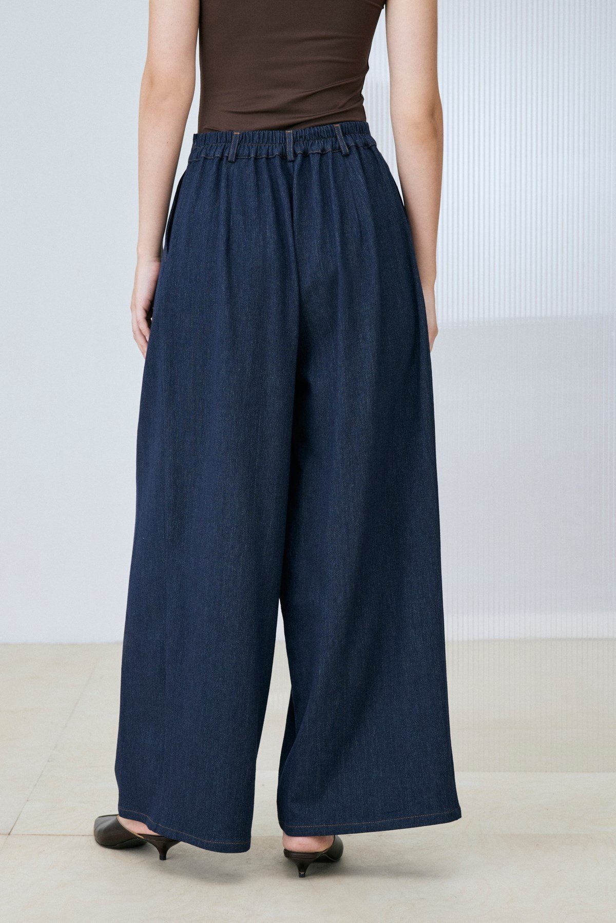 RAYON DENİM PİLE DETAY PANTOLON LACİVERT