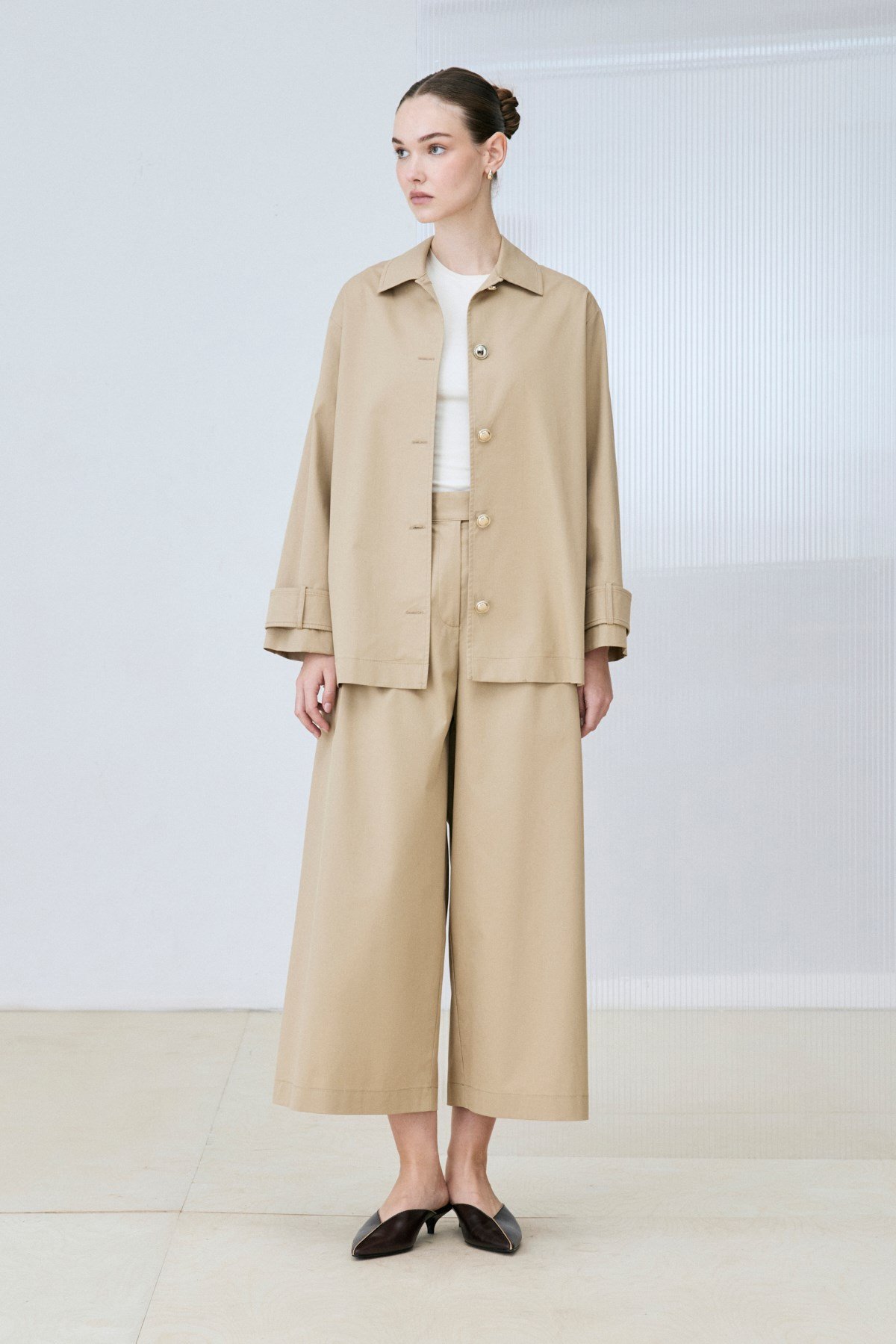 SANDA GOLD DÜĞMELİ CEKET PANTOLON TAKIM CAMEL