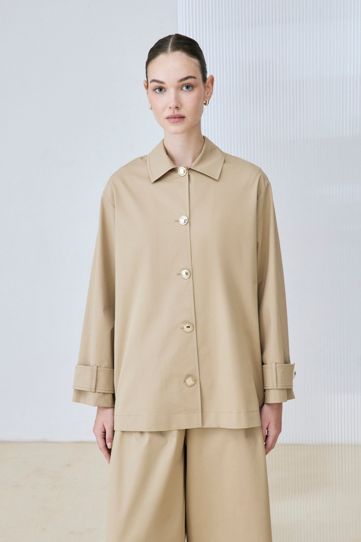 SANDA GOLD DÜĞMELİ CEKET PANTOLON TAKIM CAMEL