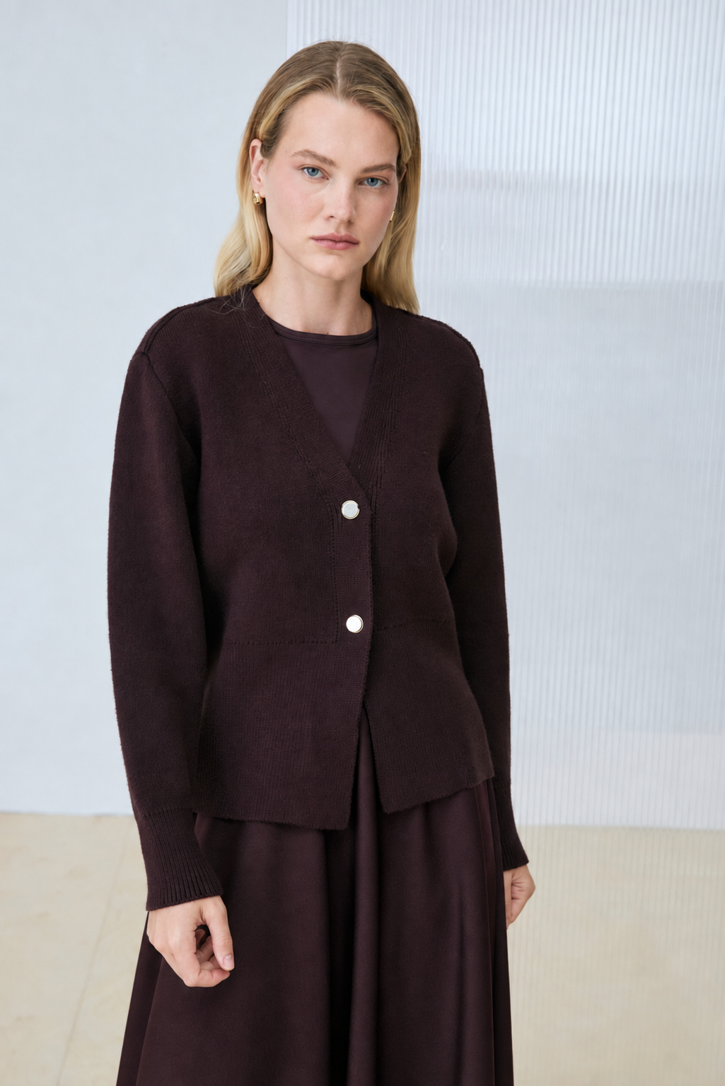 SILVA KNIT CARDIGAN BROWN