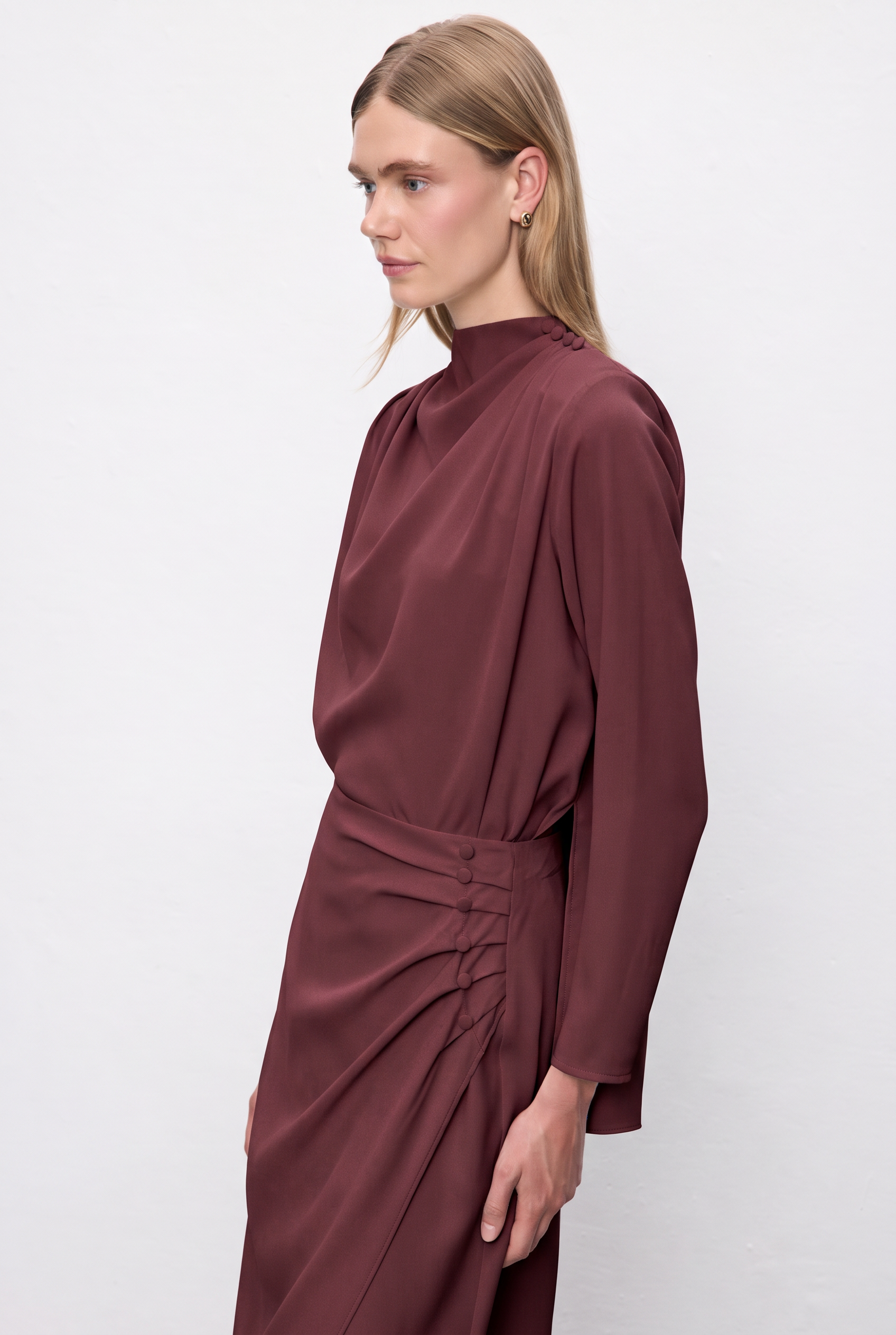 STELLA CREPE SKIRT SET BURGUNDY