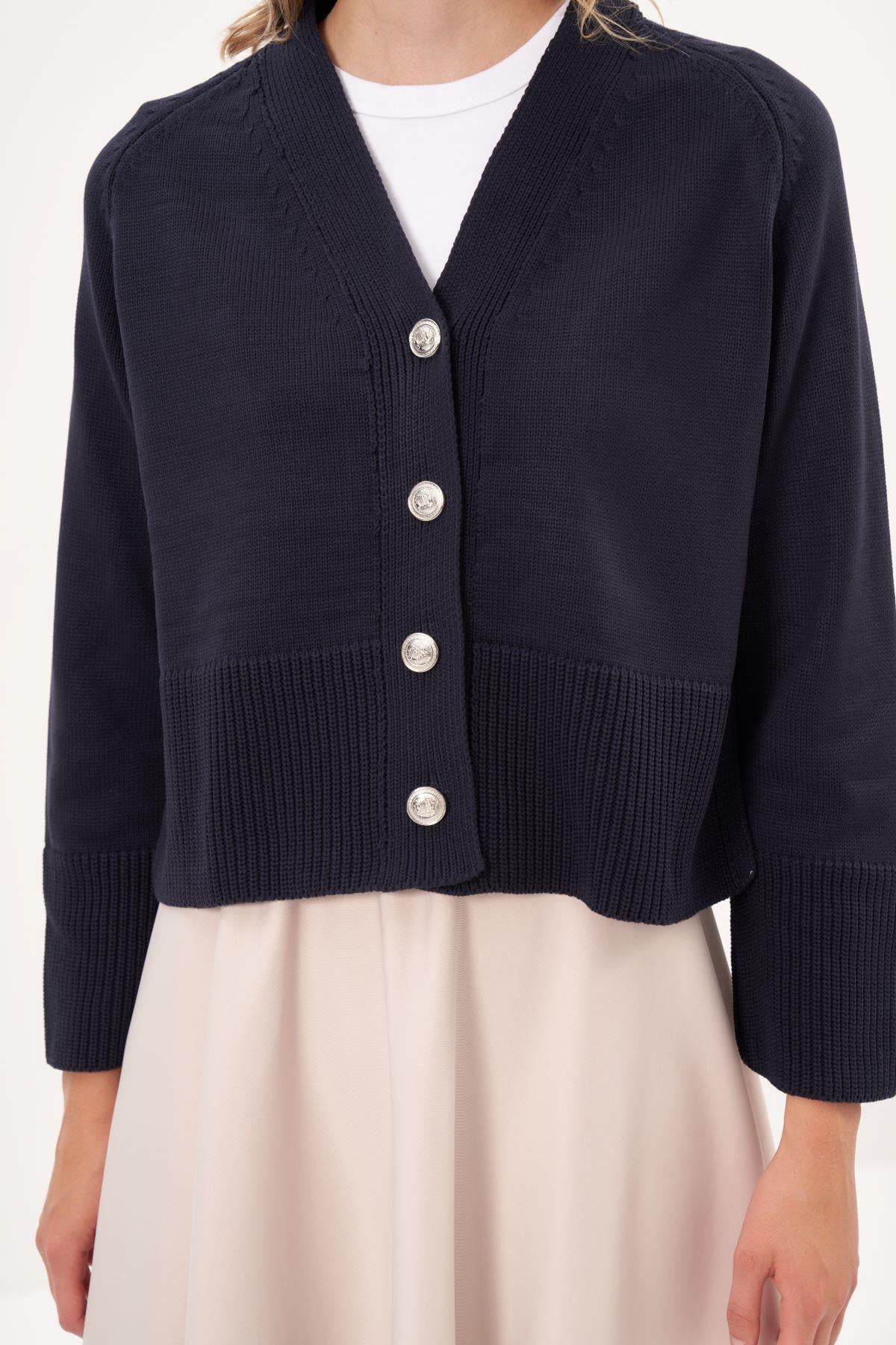 STYLE KNITWEAR SHORT CARDIGAN NAVY BLUE