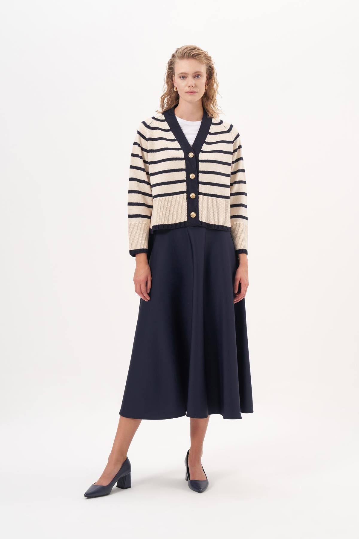 STYLE KNITWEAR SHORT CARDIGAN NAVY BLUE-STONE