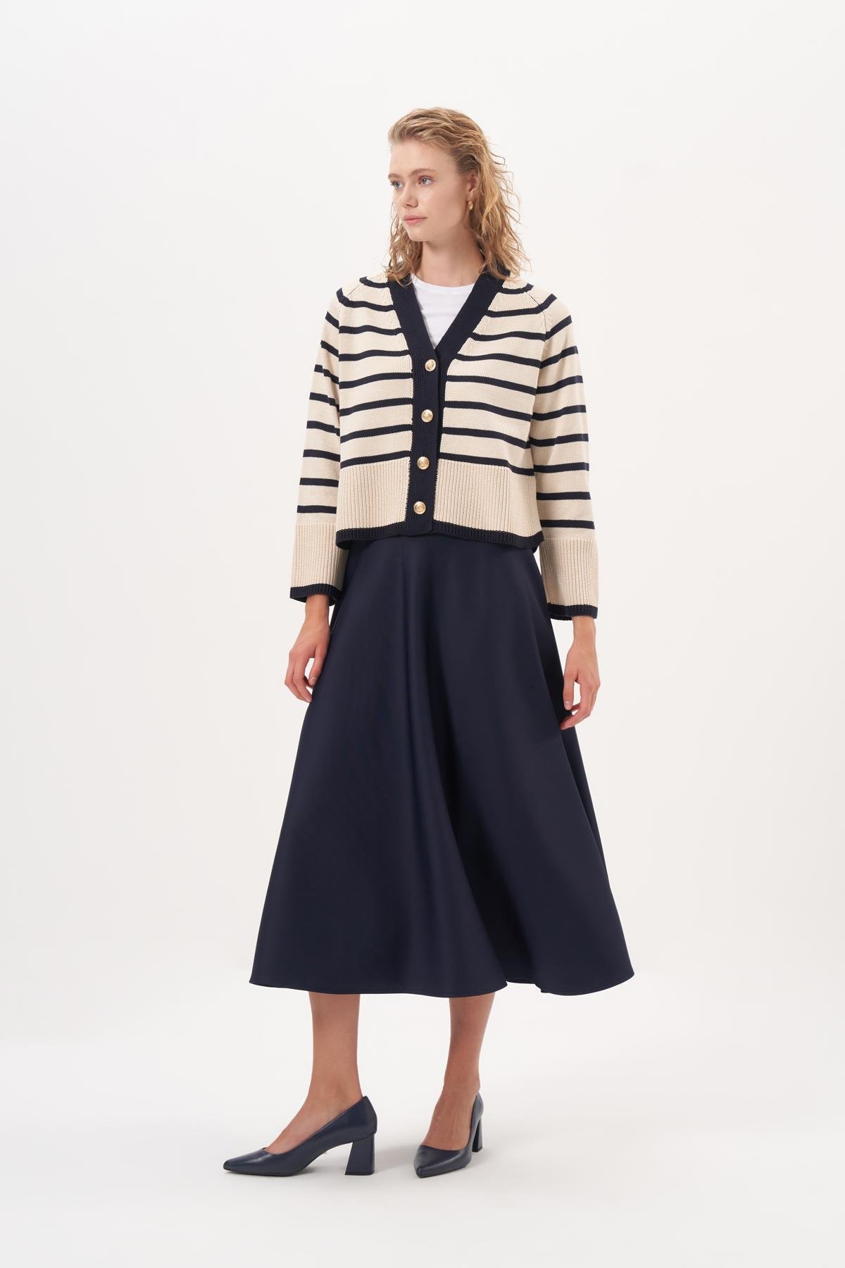 STYLE KNITWEAR SHORT CARDIGAN NAVY BLUE-STONE