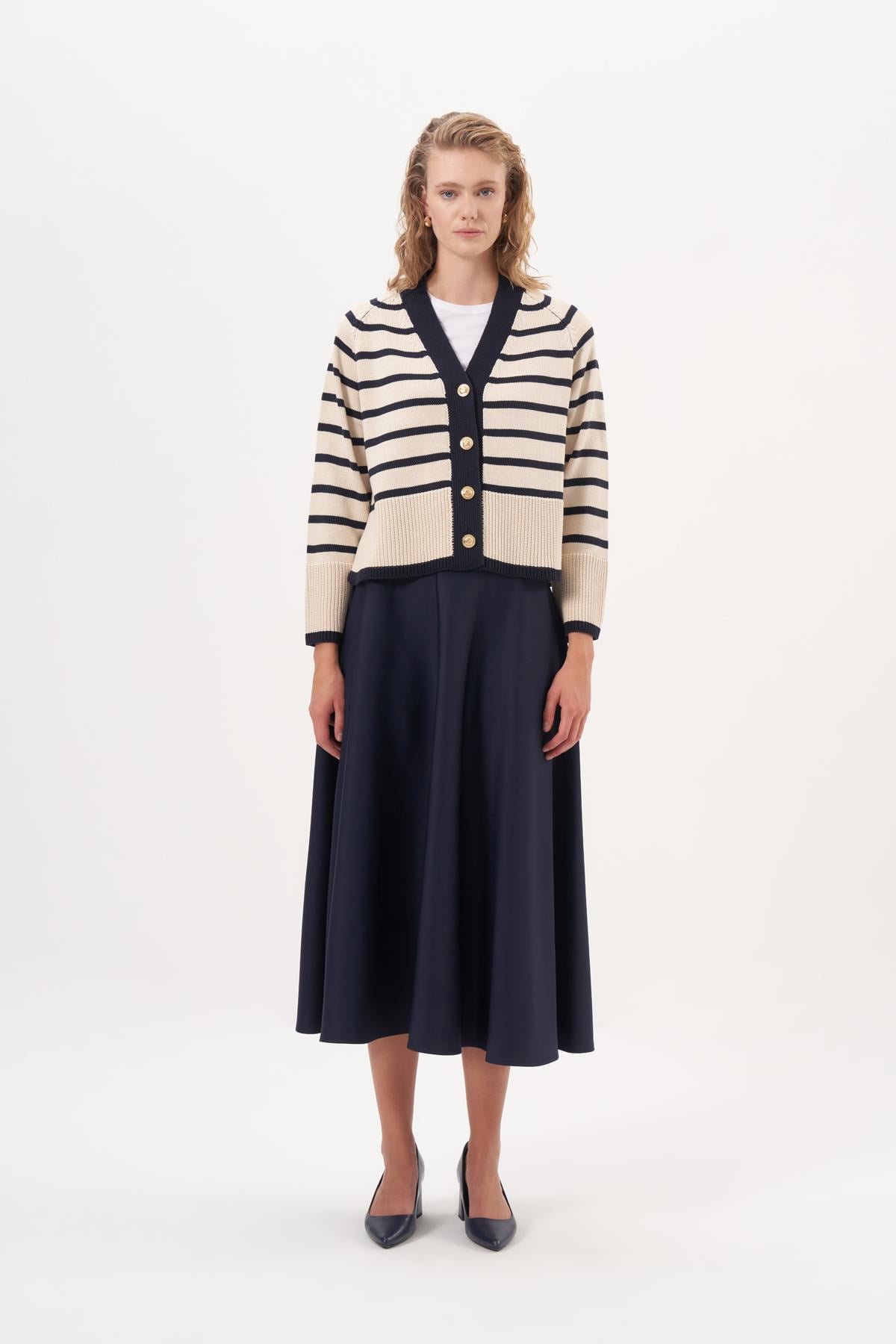 STYLE KNITWEAR SHORT CARDIGAN NAVY BLUE-STONE